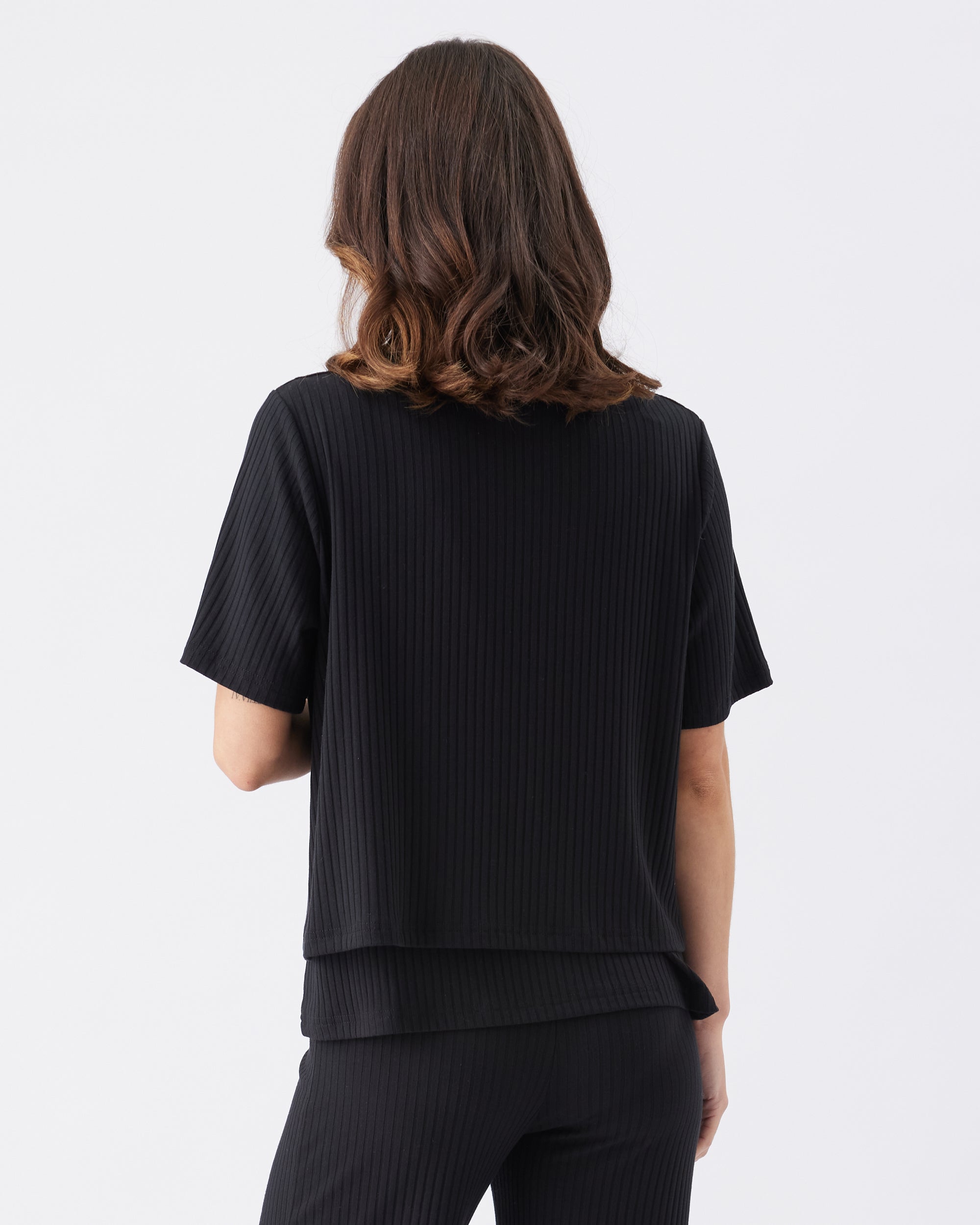 Mike Rib Nursing Top  Black