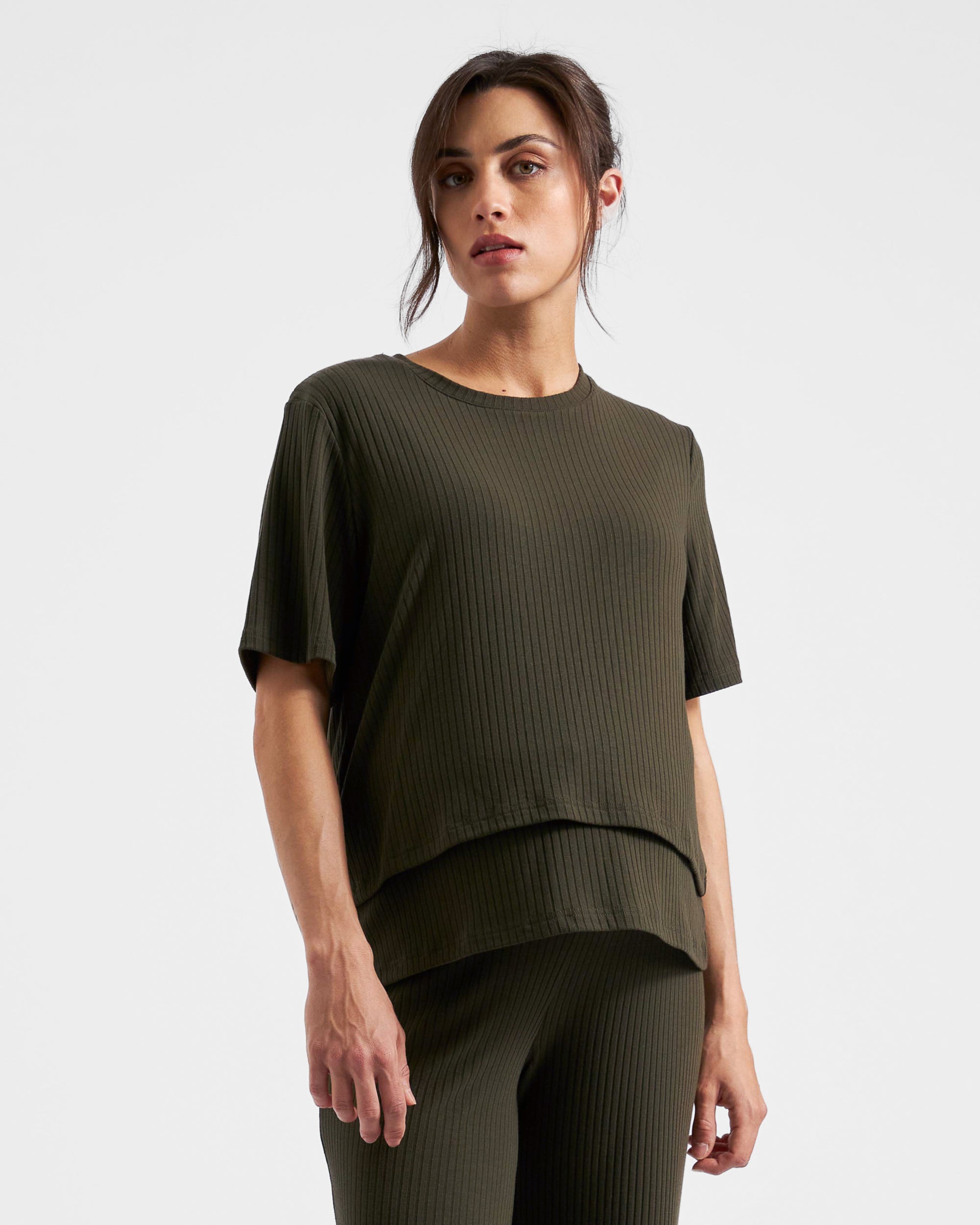 Mike Rib Nursing Top  Khaki