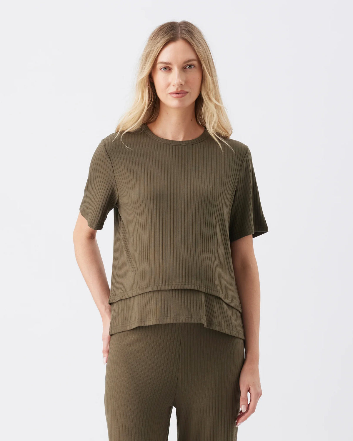 Mike Rib Nursing Top  Khaki
