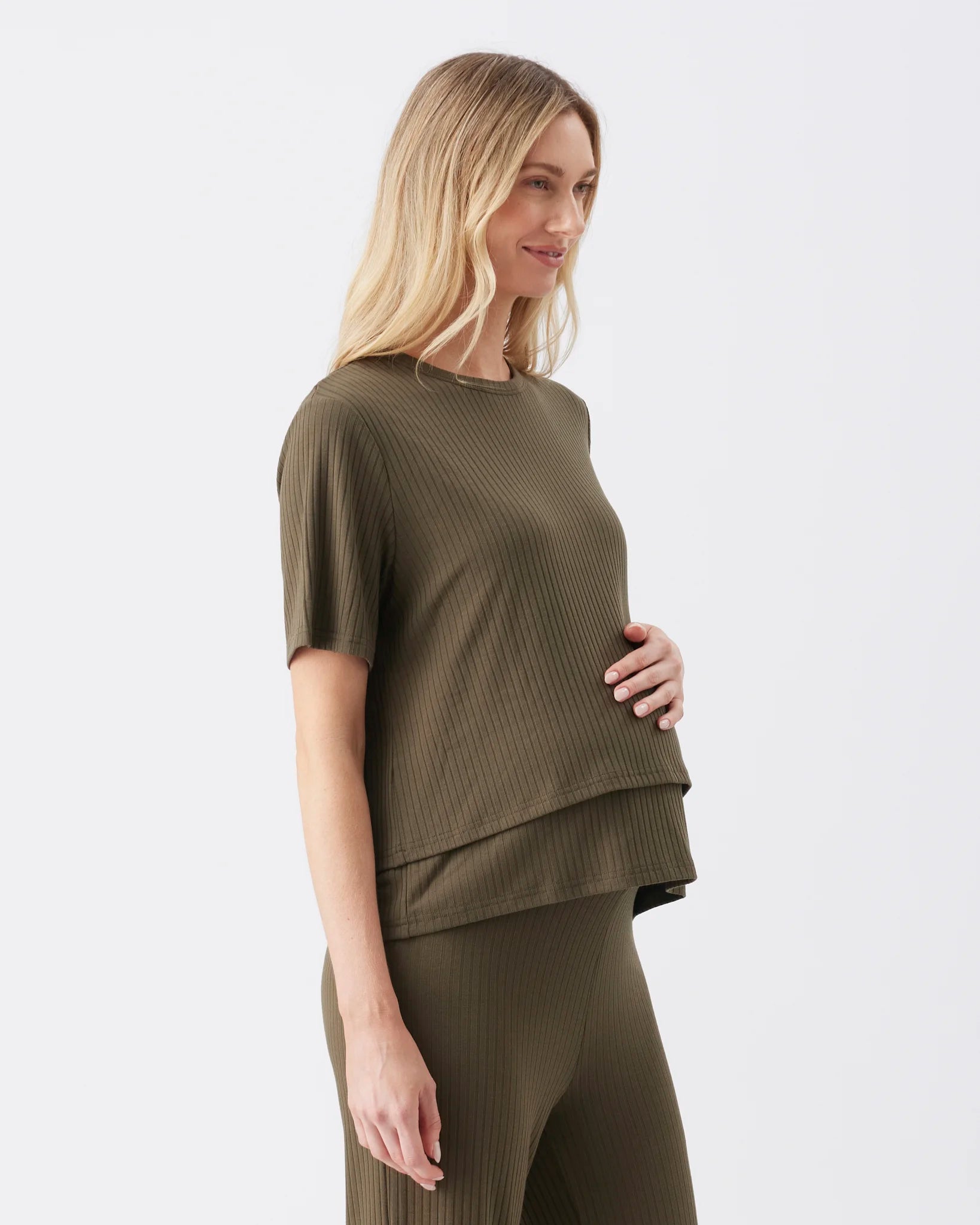 Mike Rib Nursing Top  Khaki