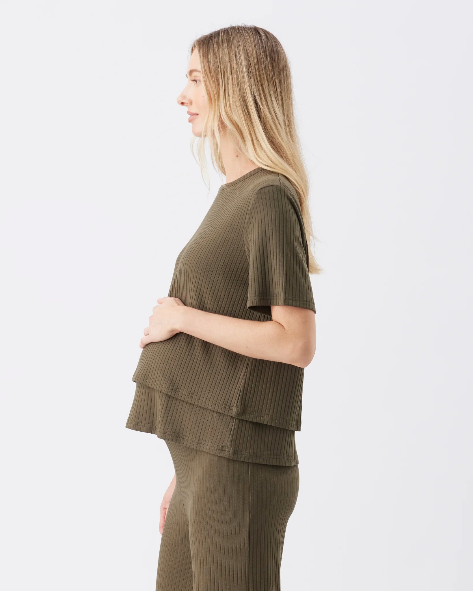 Mike Rib Nursing Top  Khaki