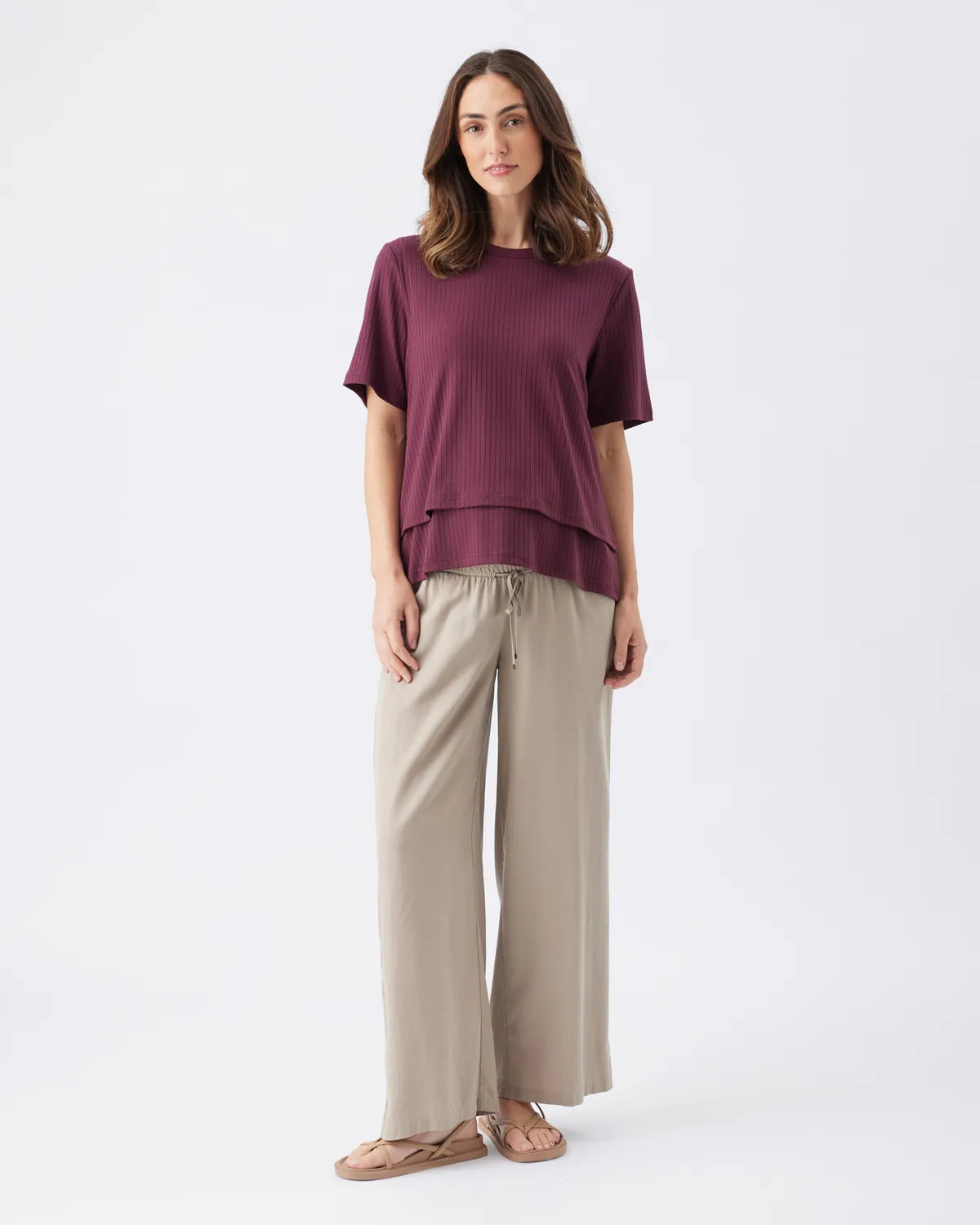 Mike Rib Nursing Top  Maroon