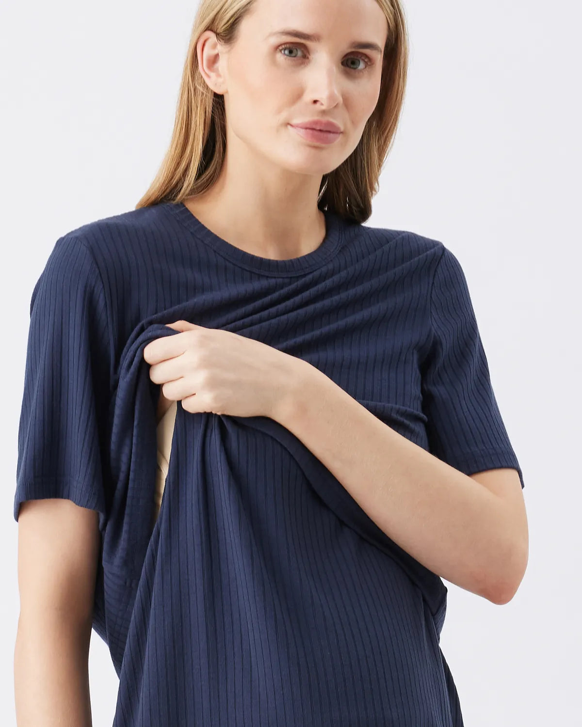 Mike Rib Nursing Top  Navy