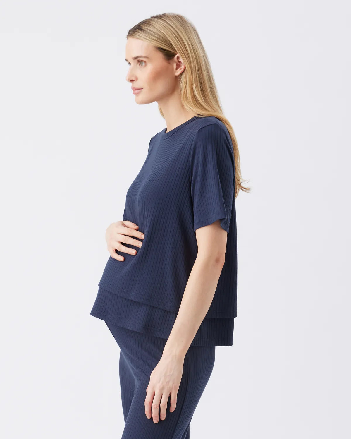 Mike Rib Nursing Top  Navy