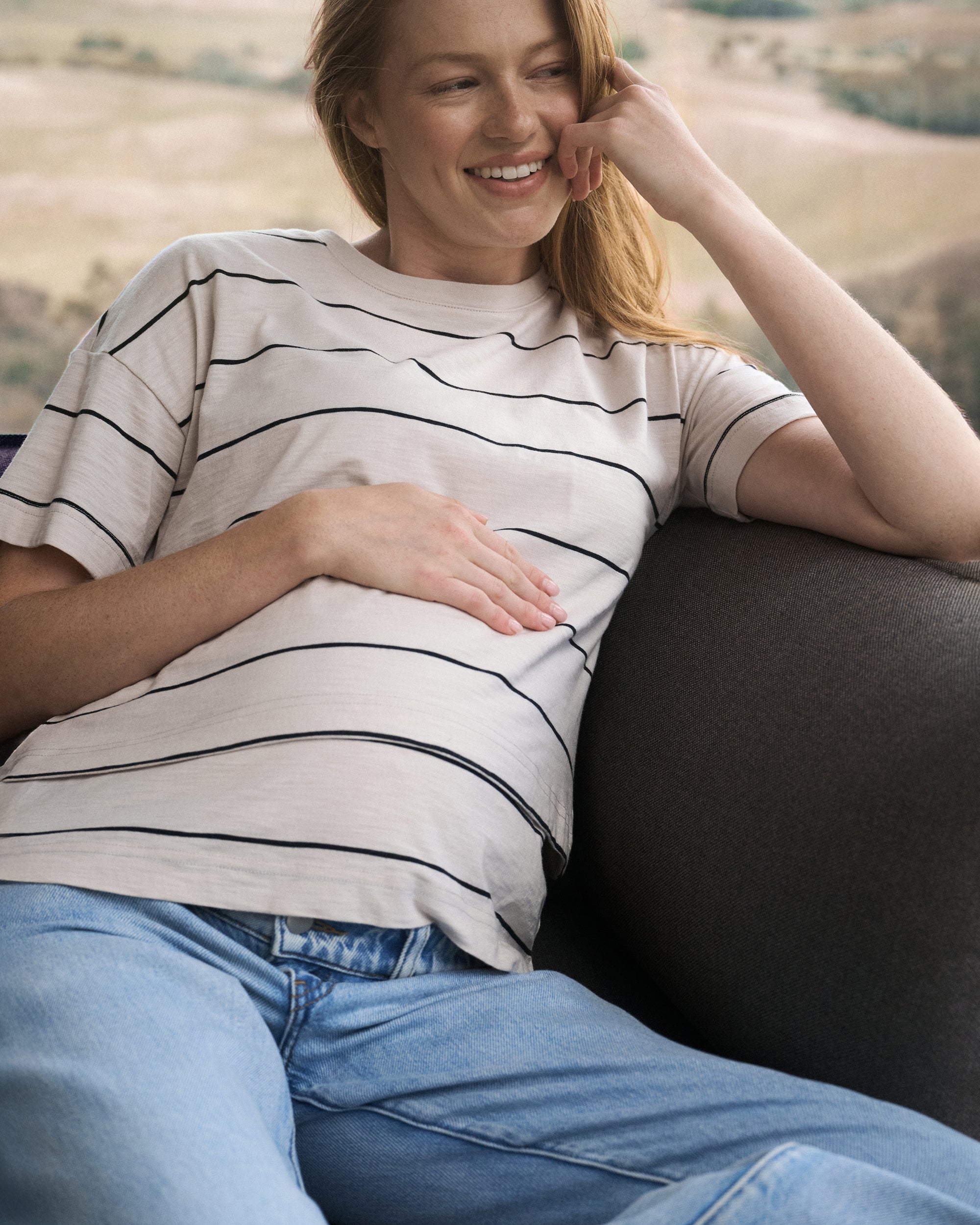 Claudette Nursing Tee  Ecru / Black