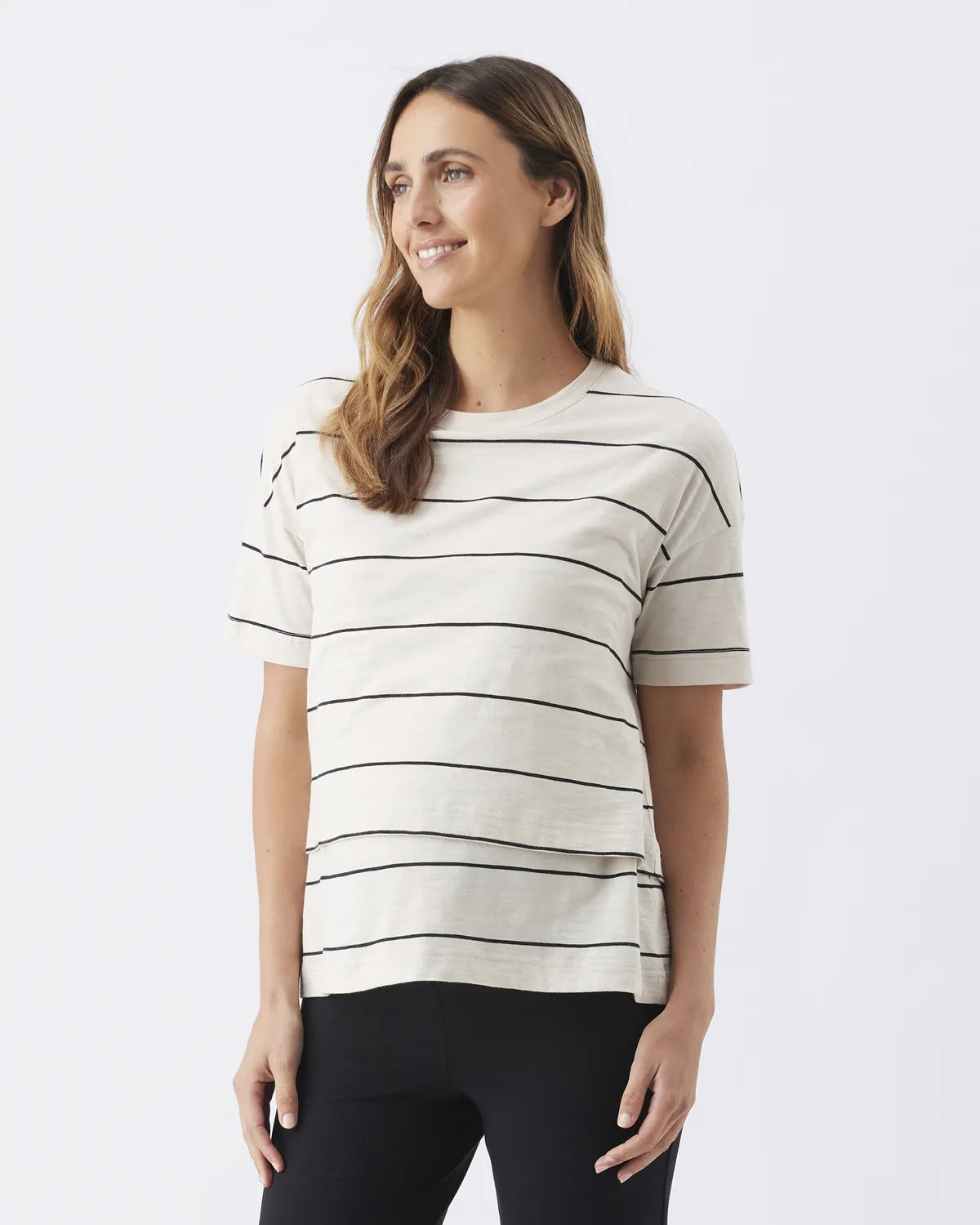 Claudette Nursing Tee  Ecru / Black
