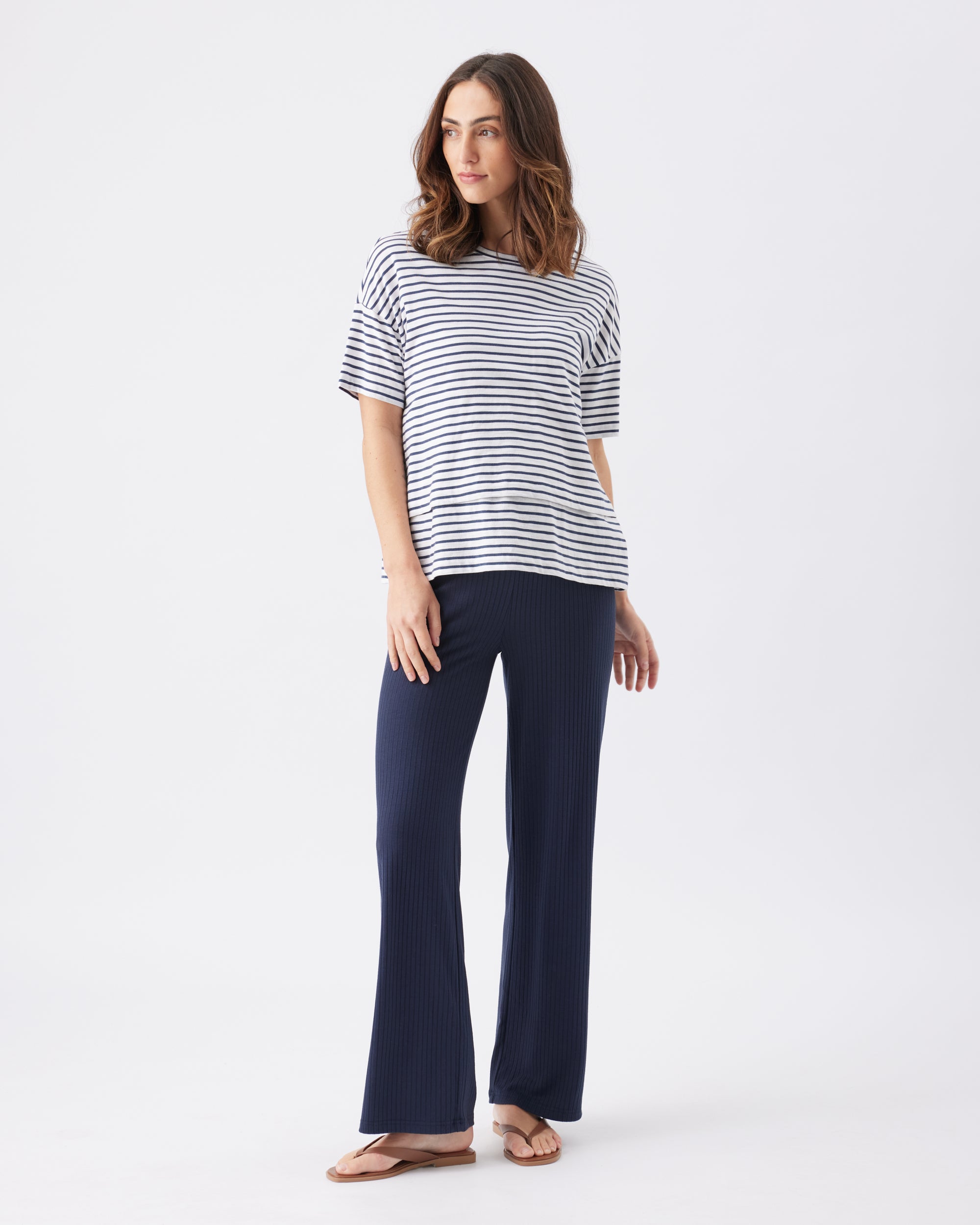 Claudette Nursing Tee  White / Ink