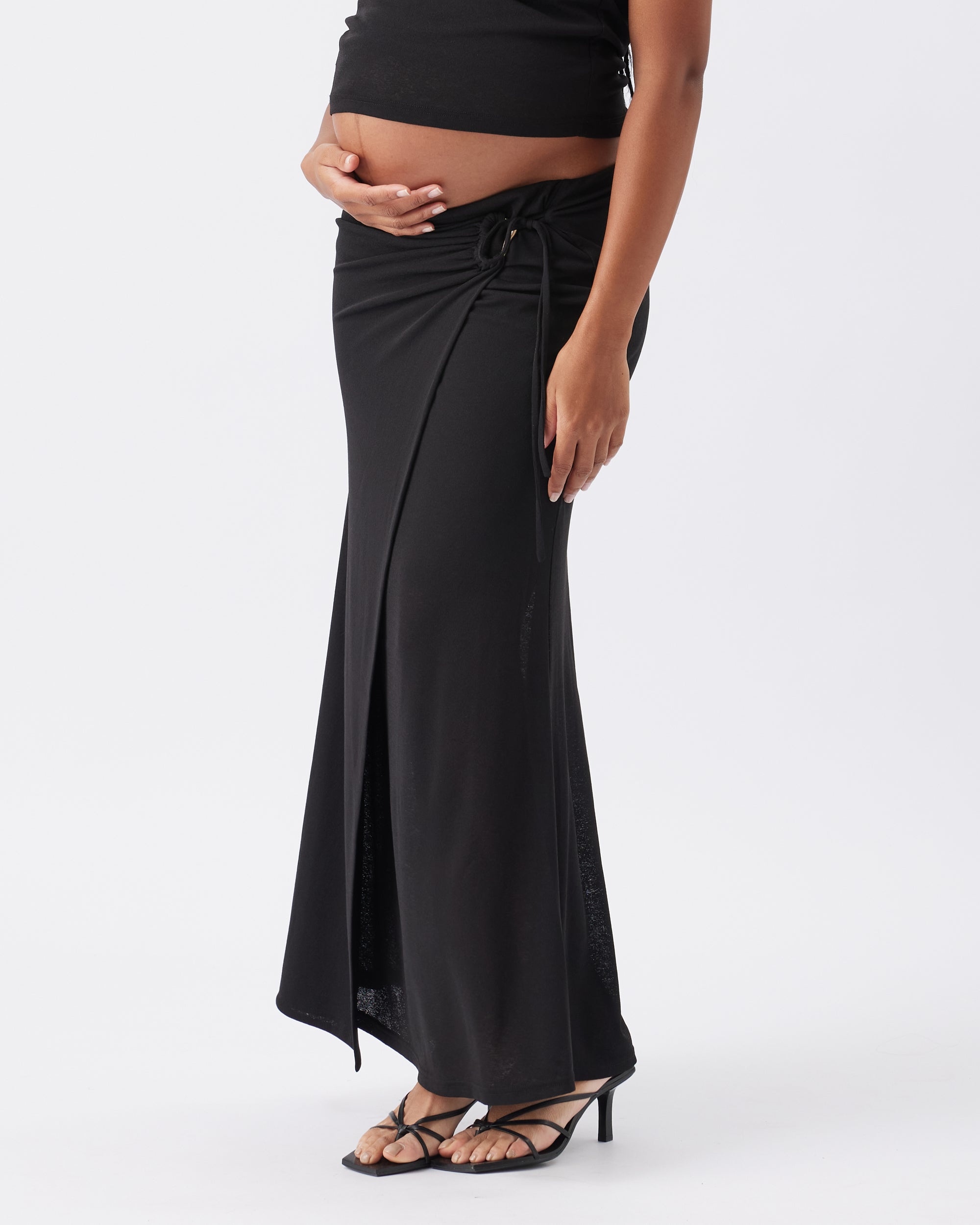 Rhi Mock Wrap Skirt  Black