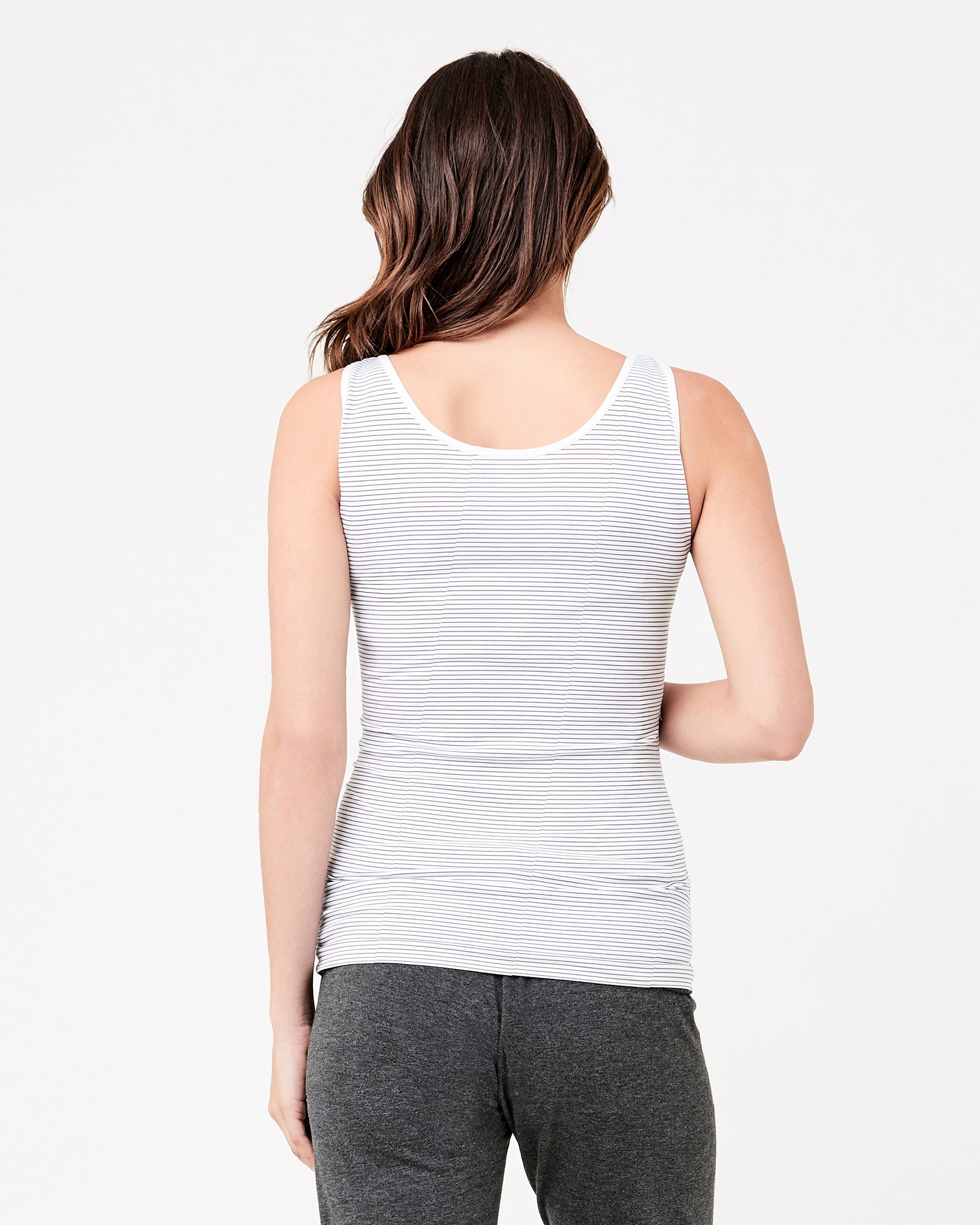 Seamless Nursing Stripe Tank Grey / White