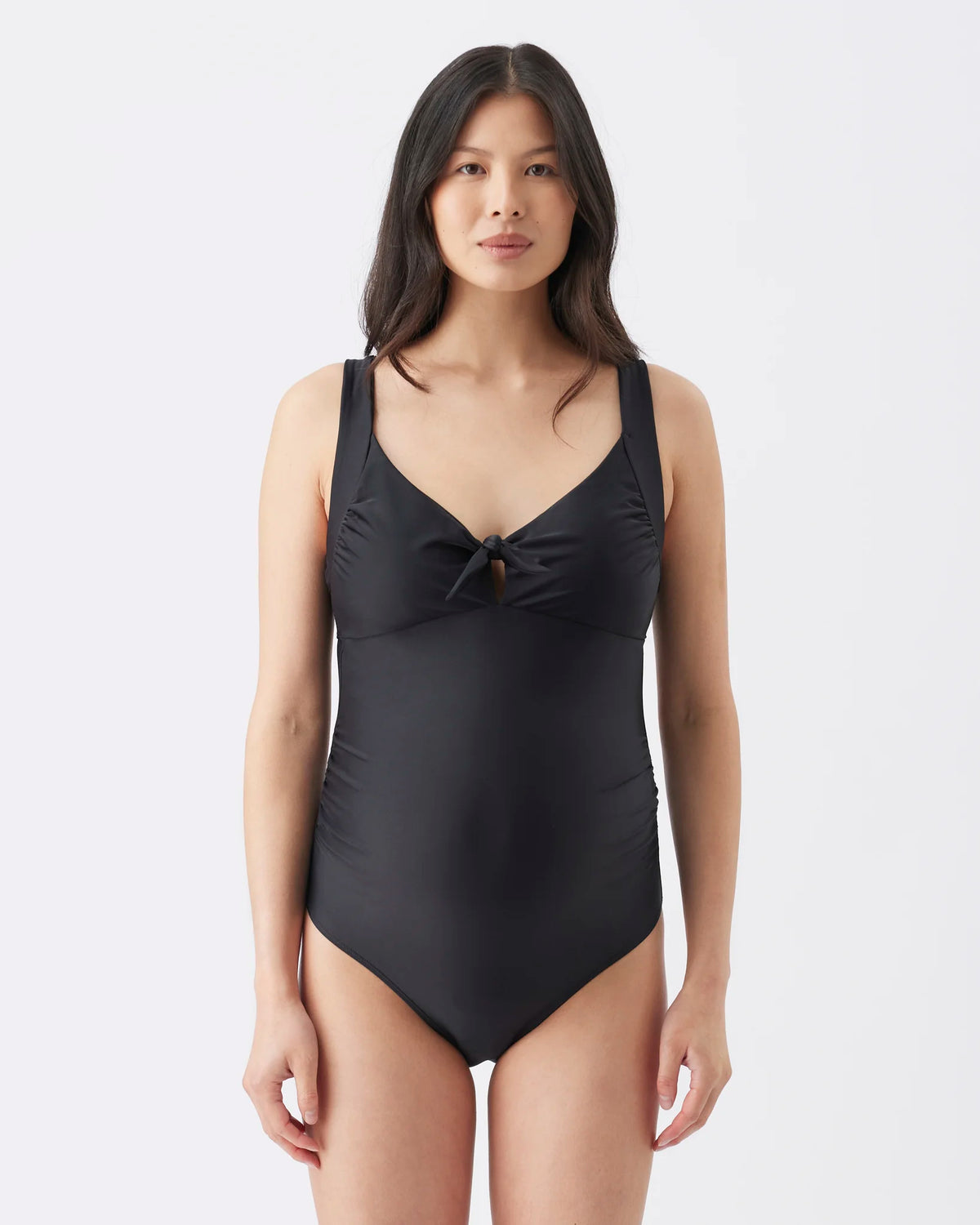 Tie Front One Piece Black