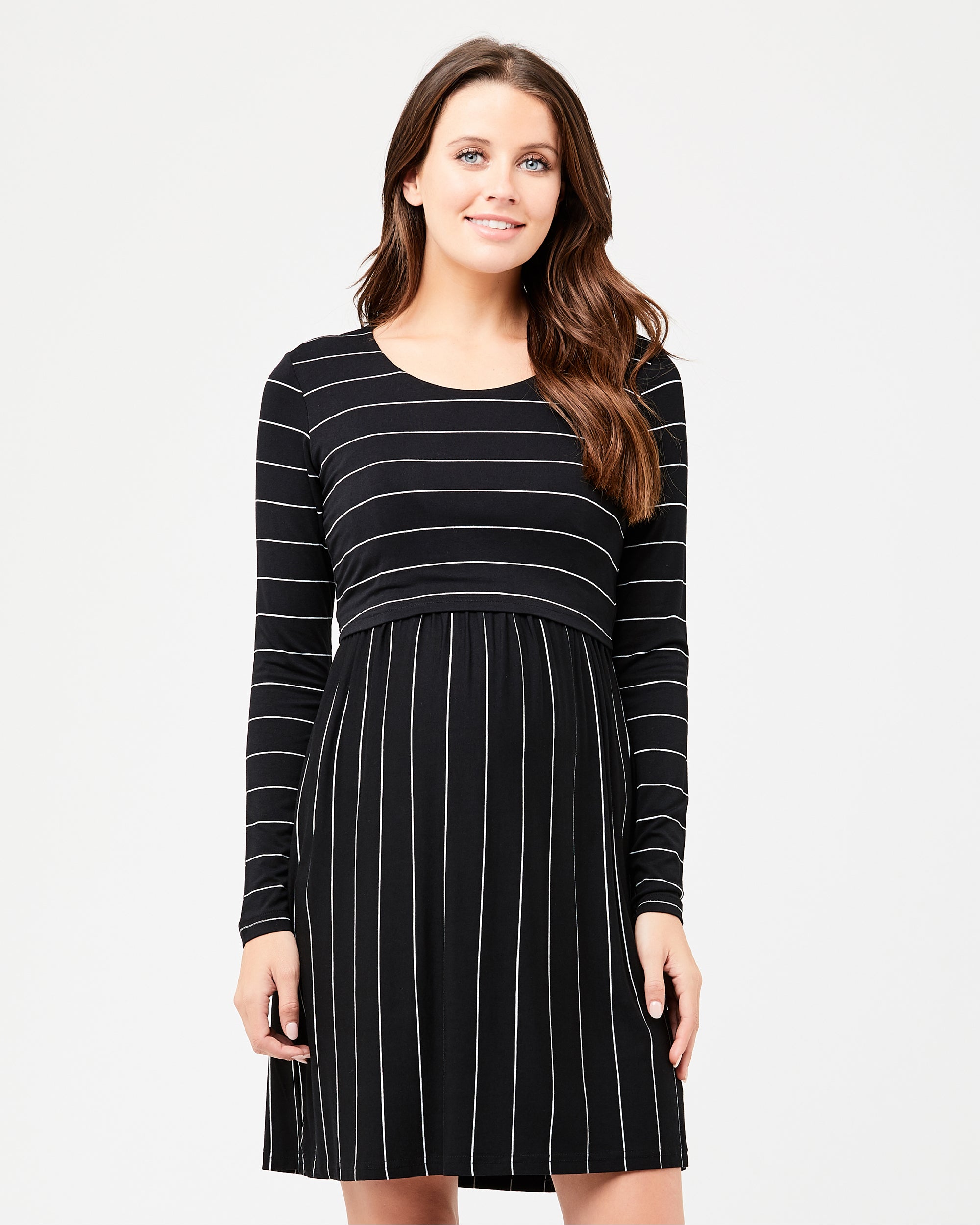 Crop Top Nursing Dress Long Sleeve Black / Flint