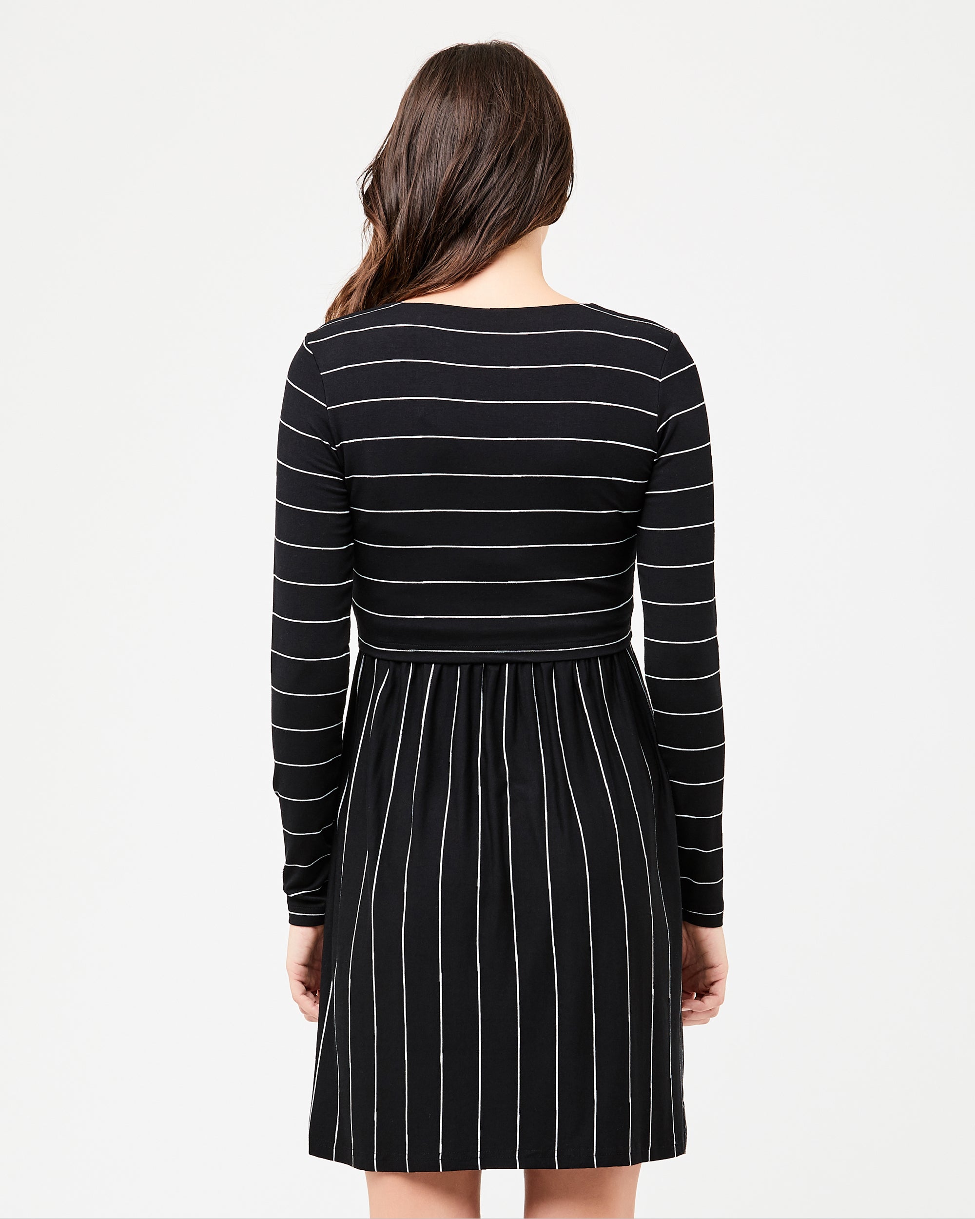 Crop Top Nursing Dress Long Sleeve Black / Flint