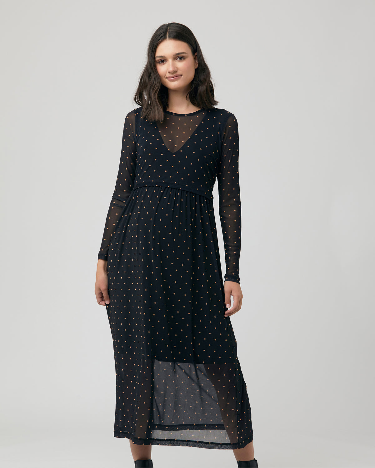 Dot Nursing Dress  Black