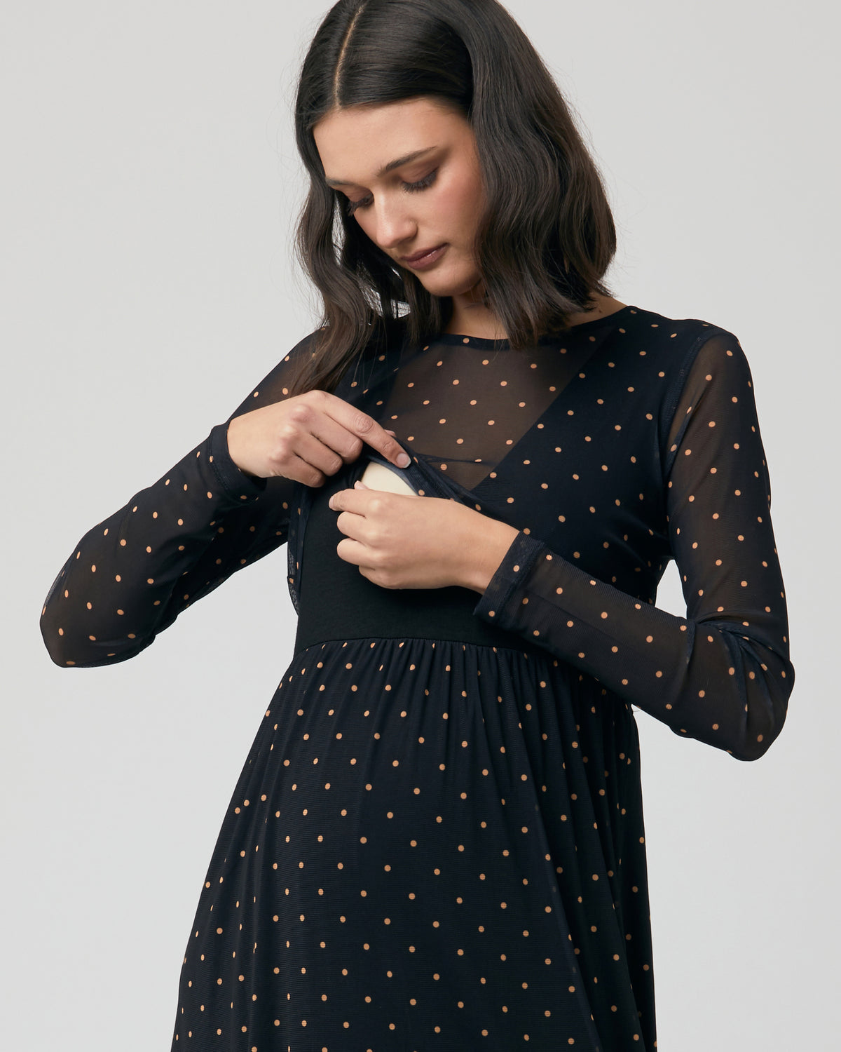 Dot Nursing Dress  Black