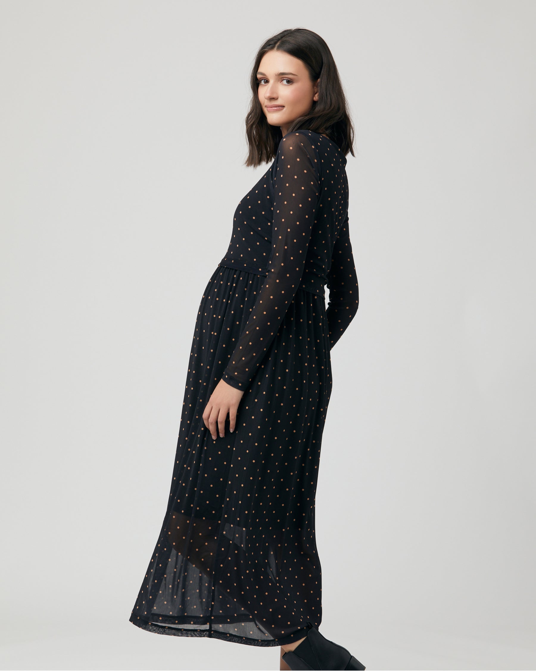 Dot Nursing Dress  Black