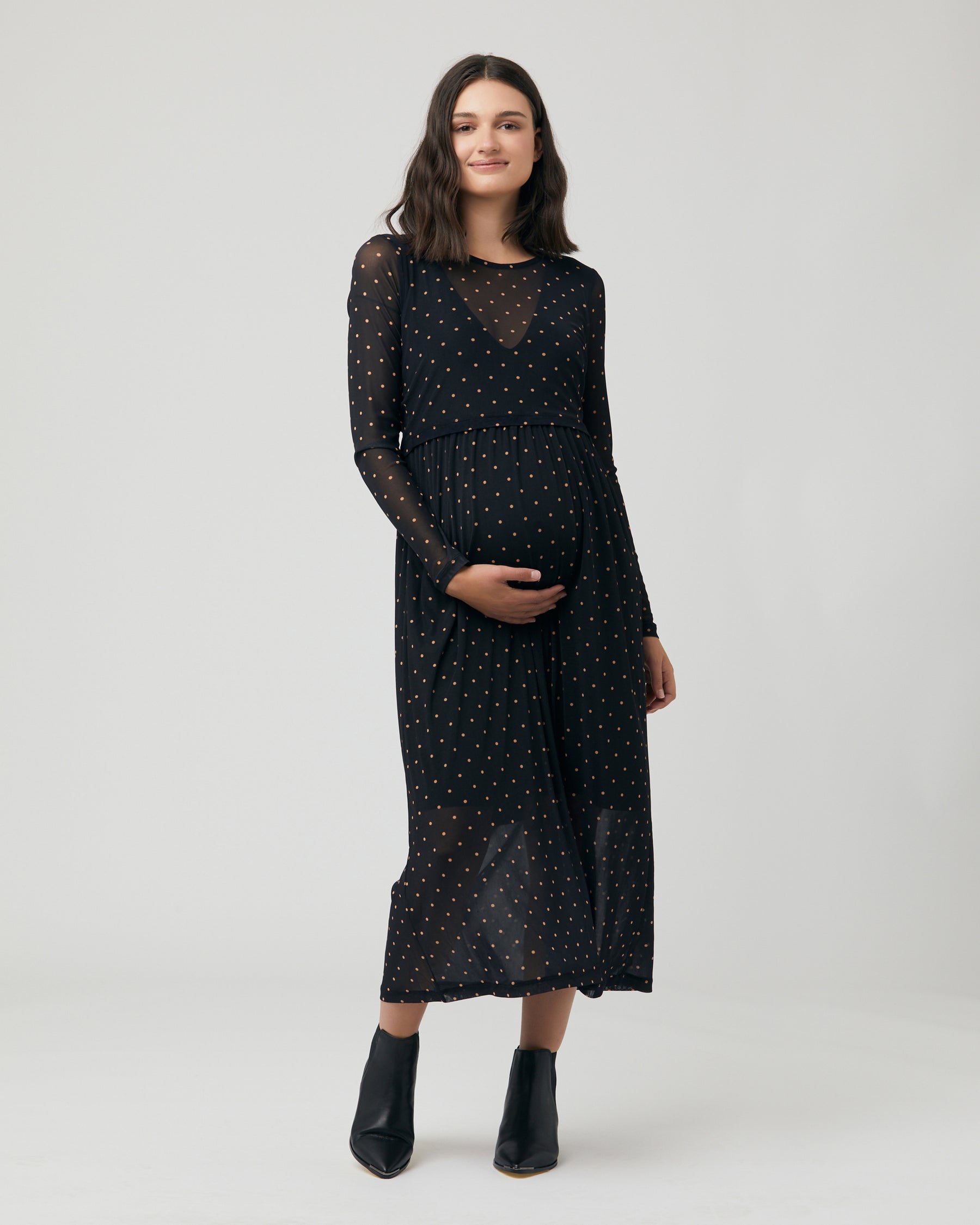 Dot Nursing Dress  Black