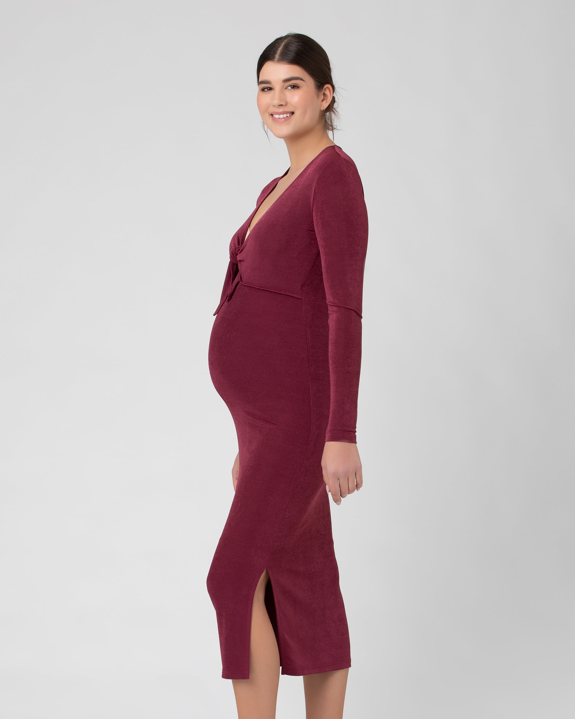 Odette Tie Front Dress Wine