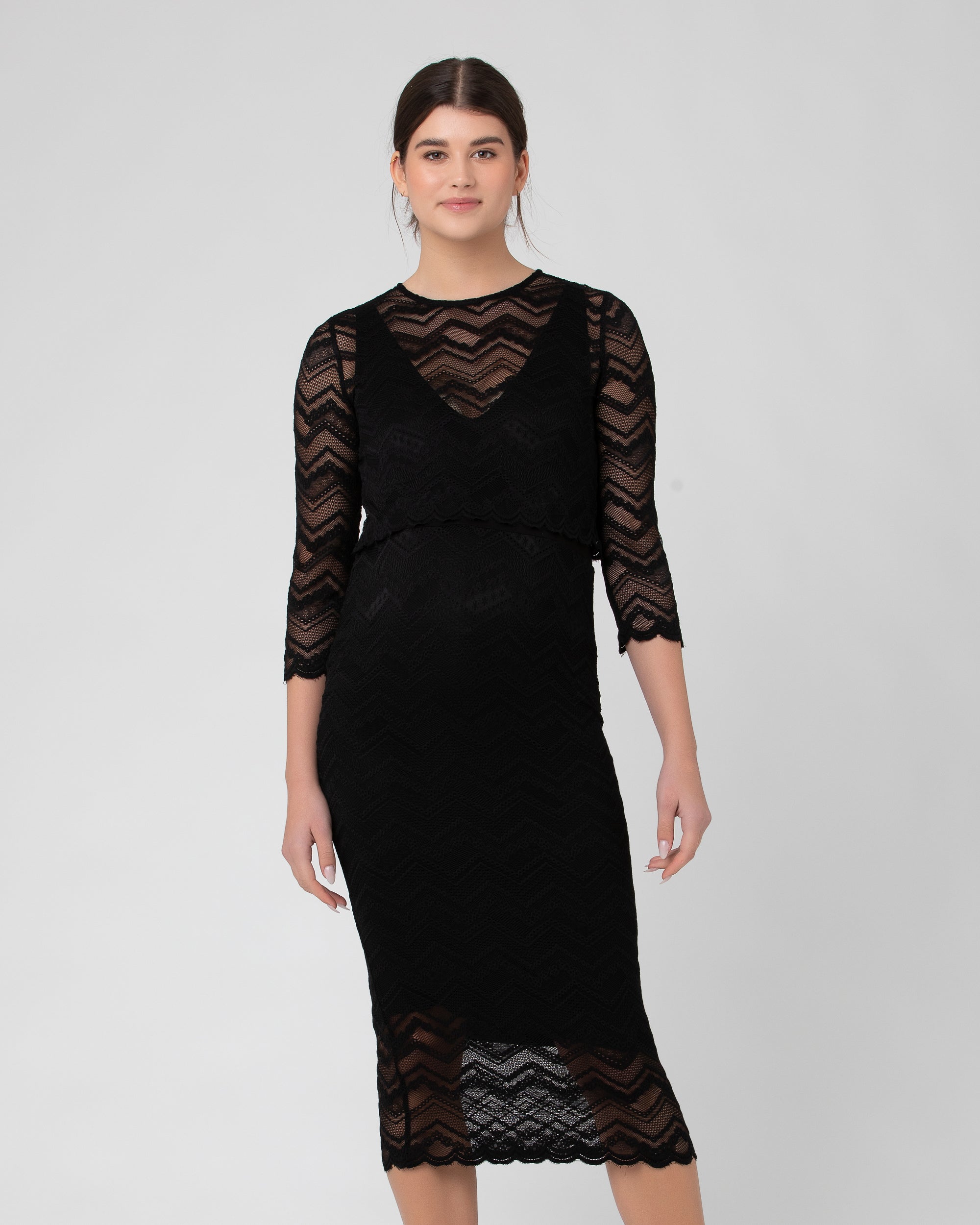 Eve Lace Nursing Dress Black