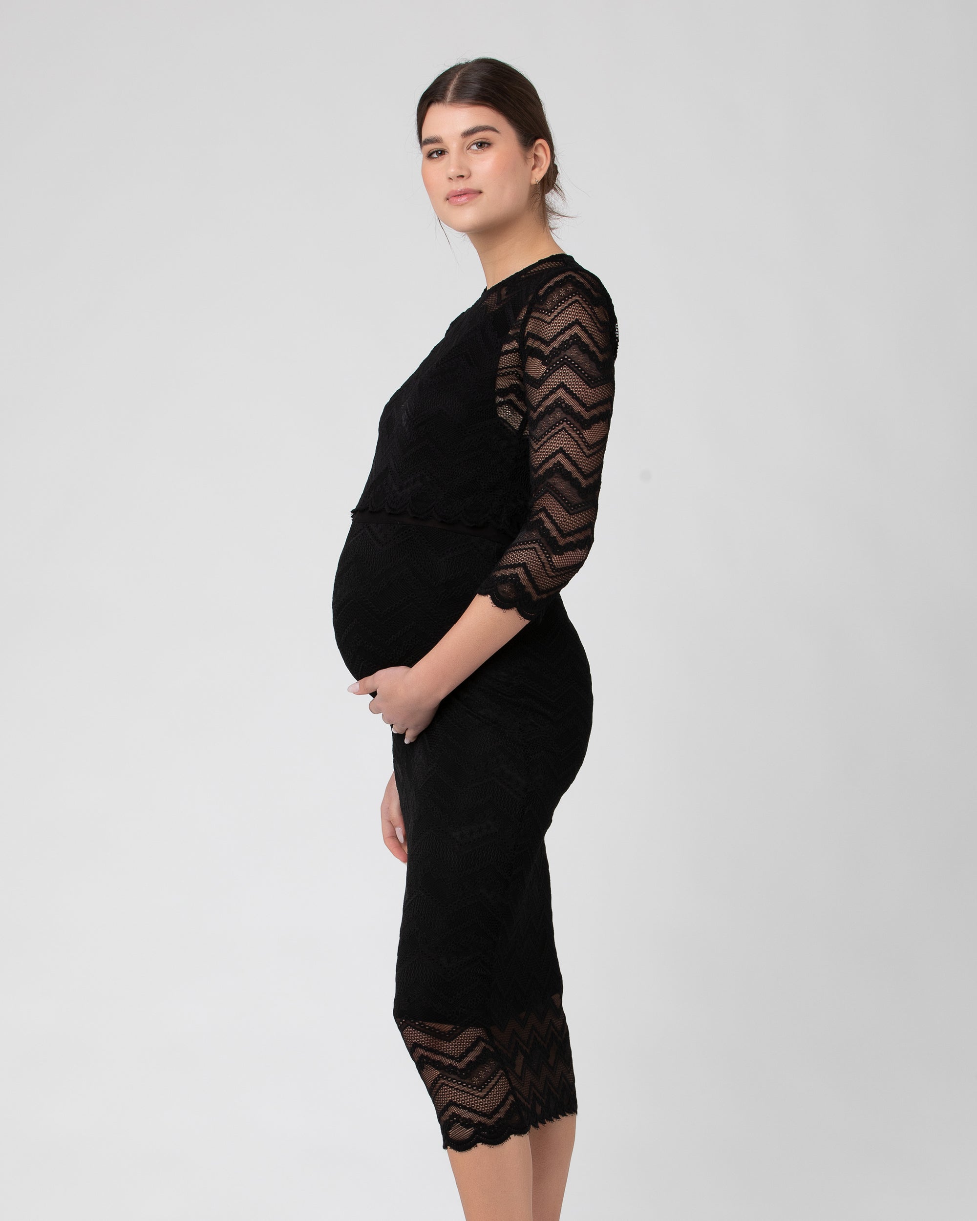 Eve Lace Nursing Dress Black