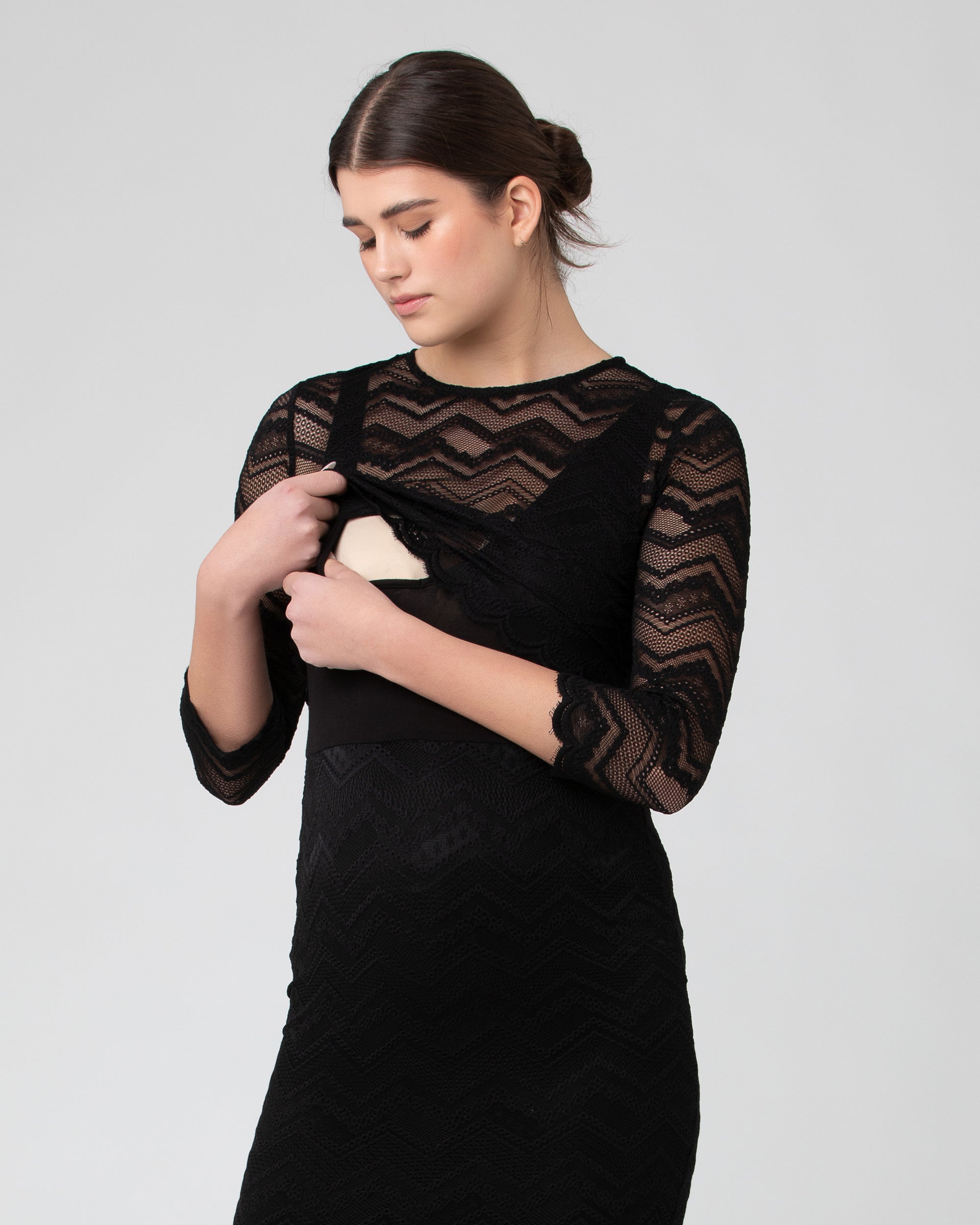 Eve Lace Nursing Dress Black