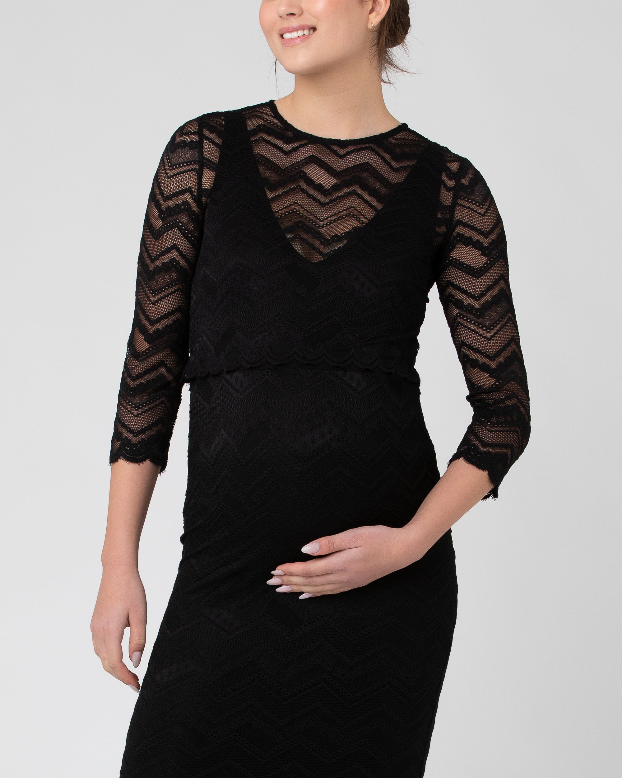 Eve Lace Nursing Dress Black