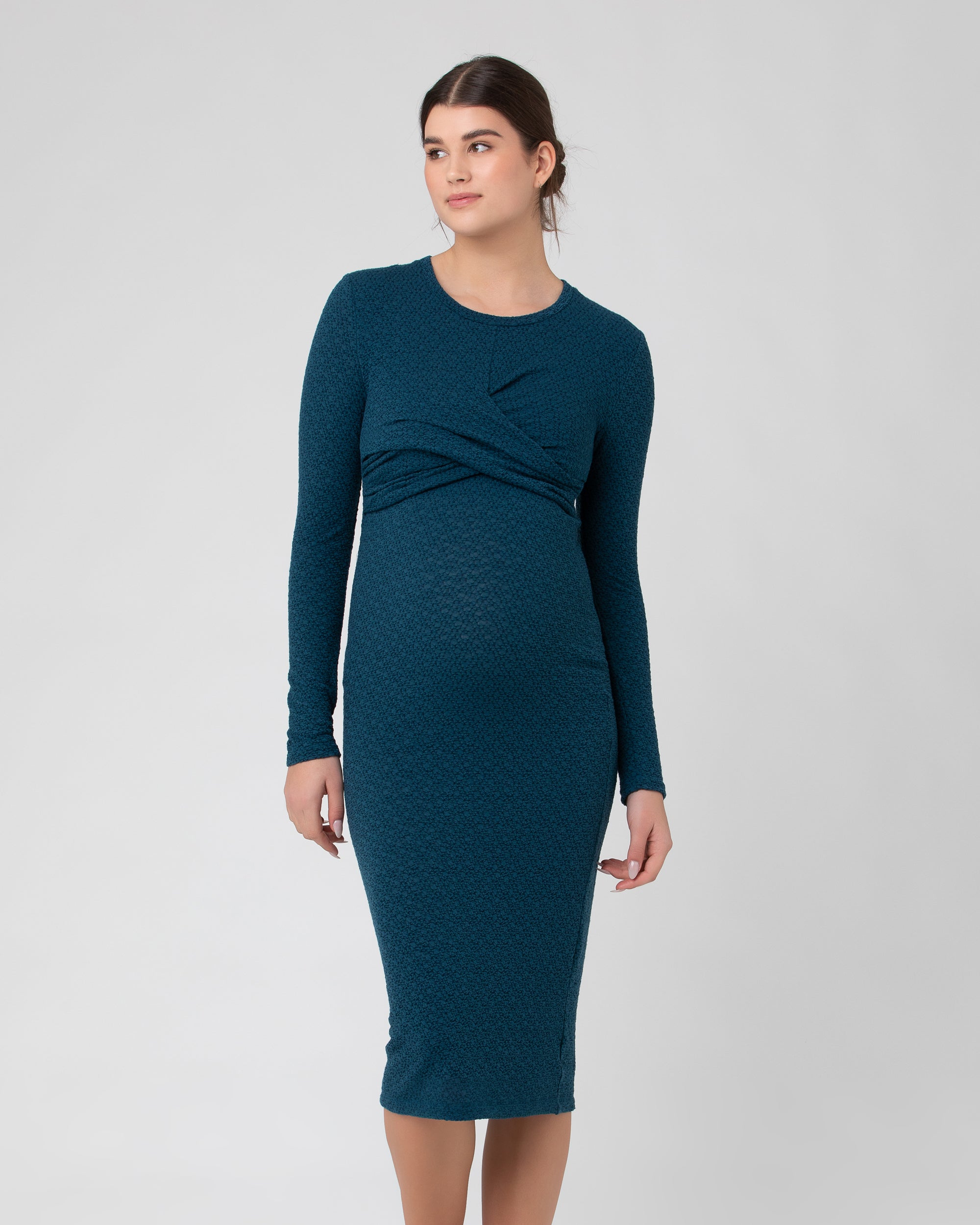 Lola Cross Front Nursing Dress Peacock