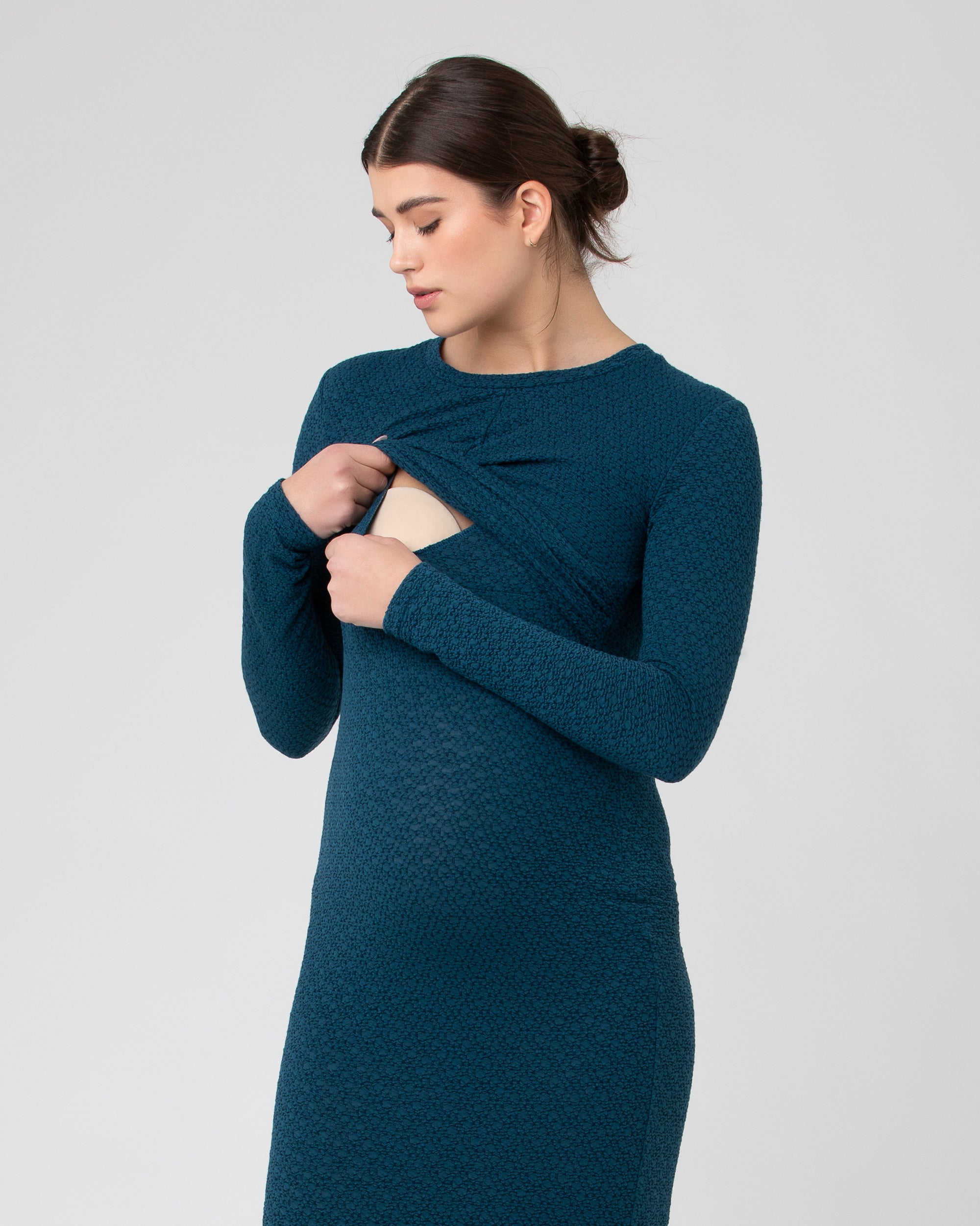 Lola Cross Front Nursing Dress Peacock