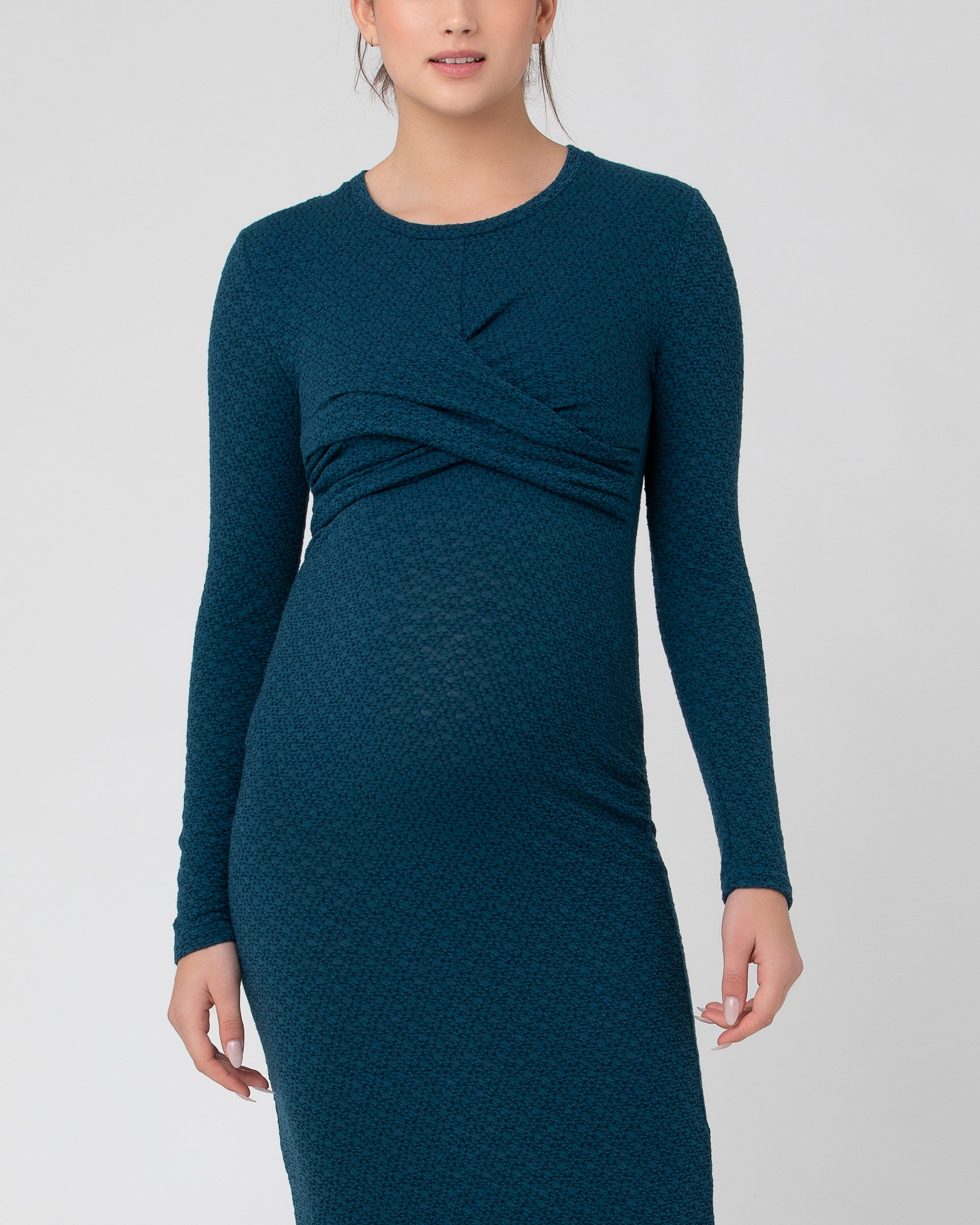 Lola Cross Front Nursing Dress Peacock