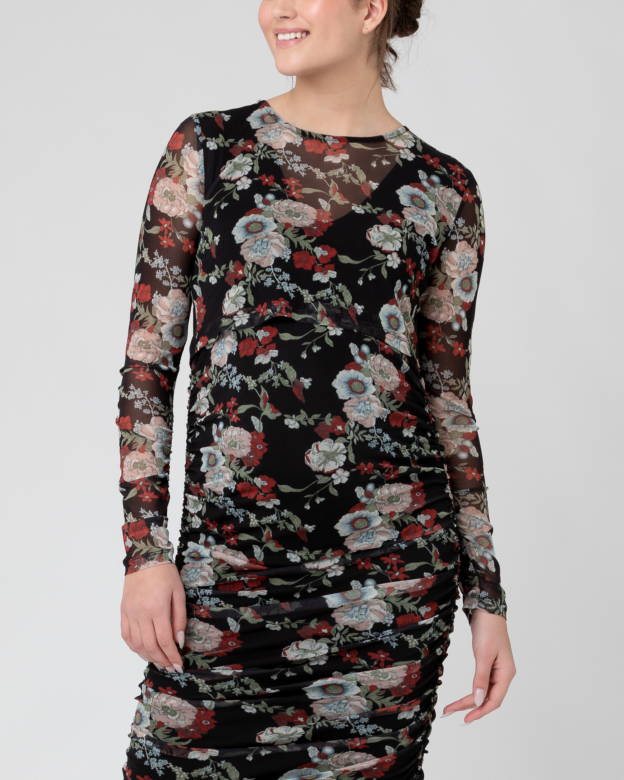 Wild Bloom Nursing Dress Black