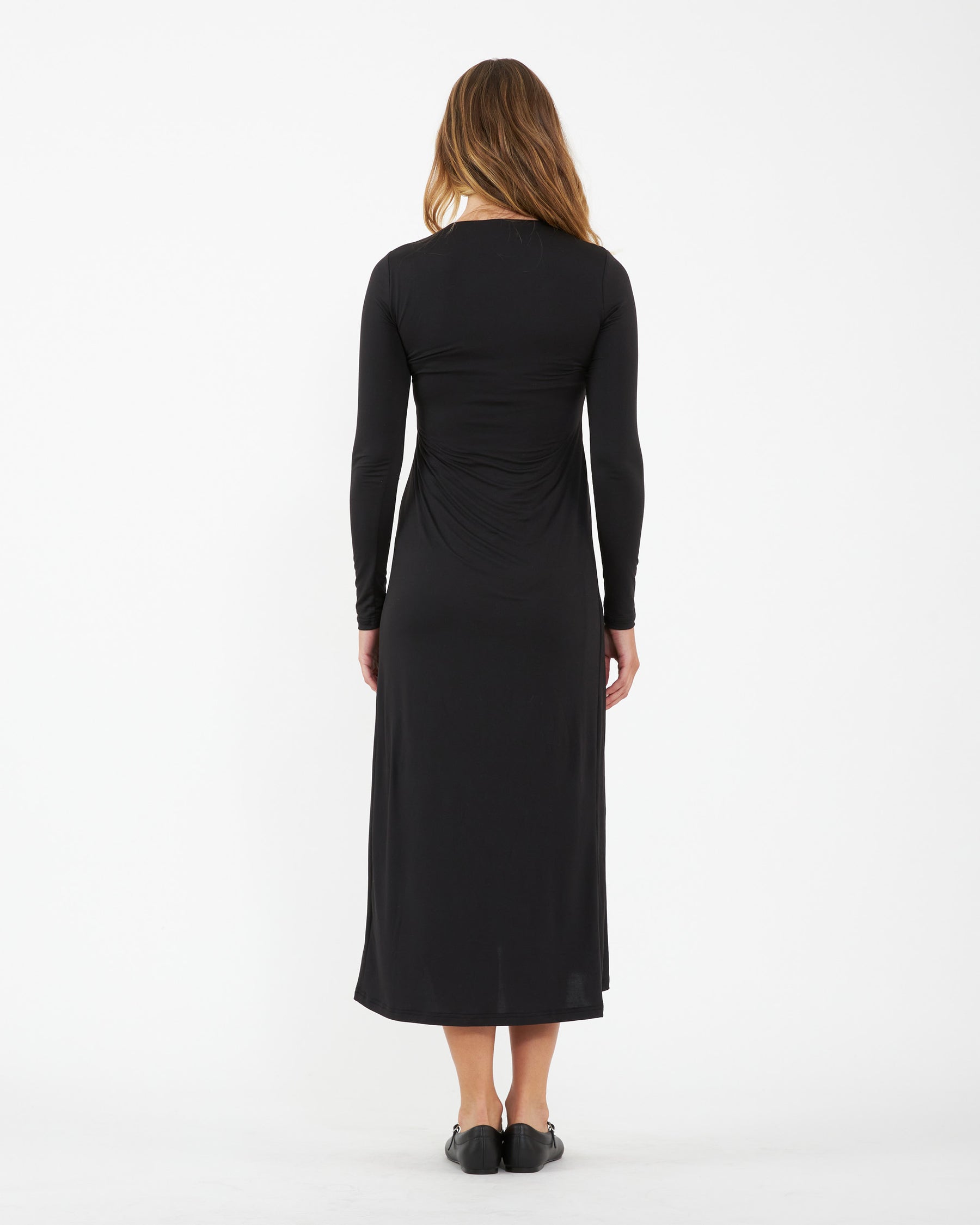 Luxe Knit A-Line Nursing Dress Black