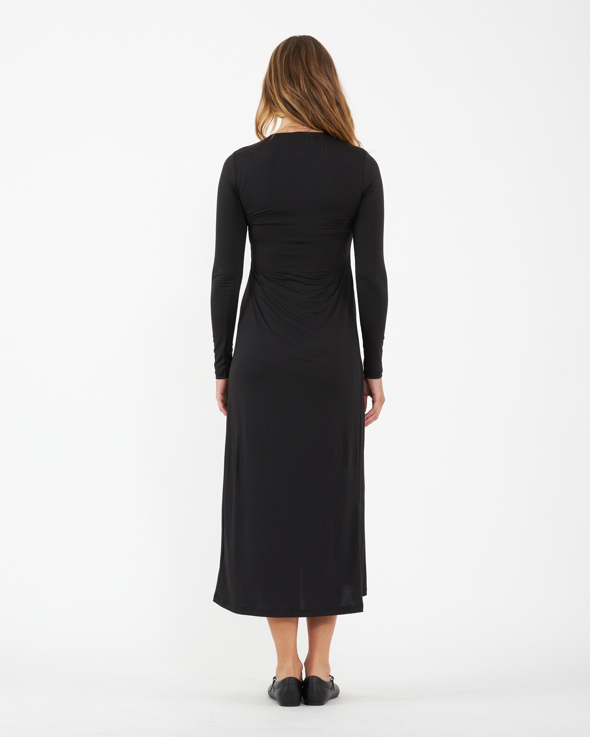 Luxe Knit A-Line Nursing Dress Black