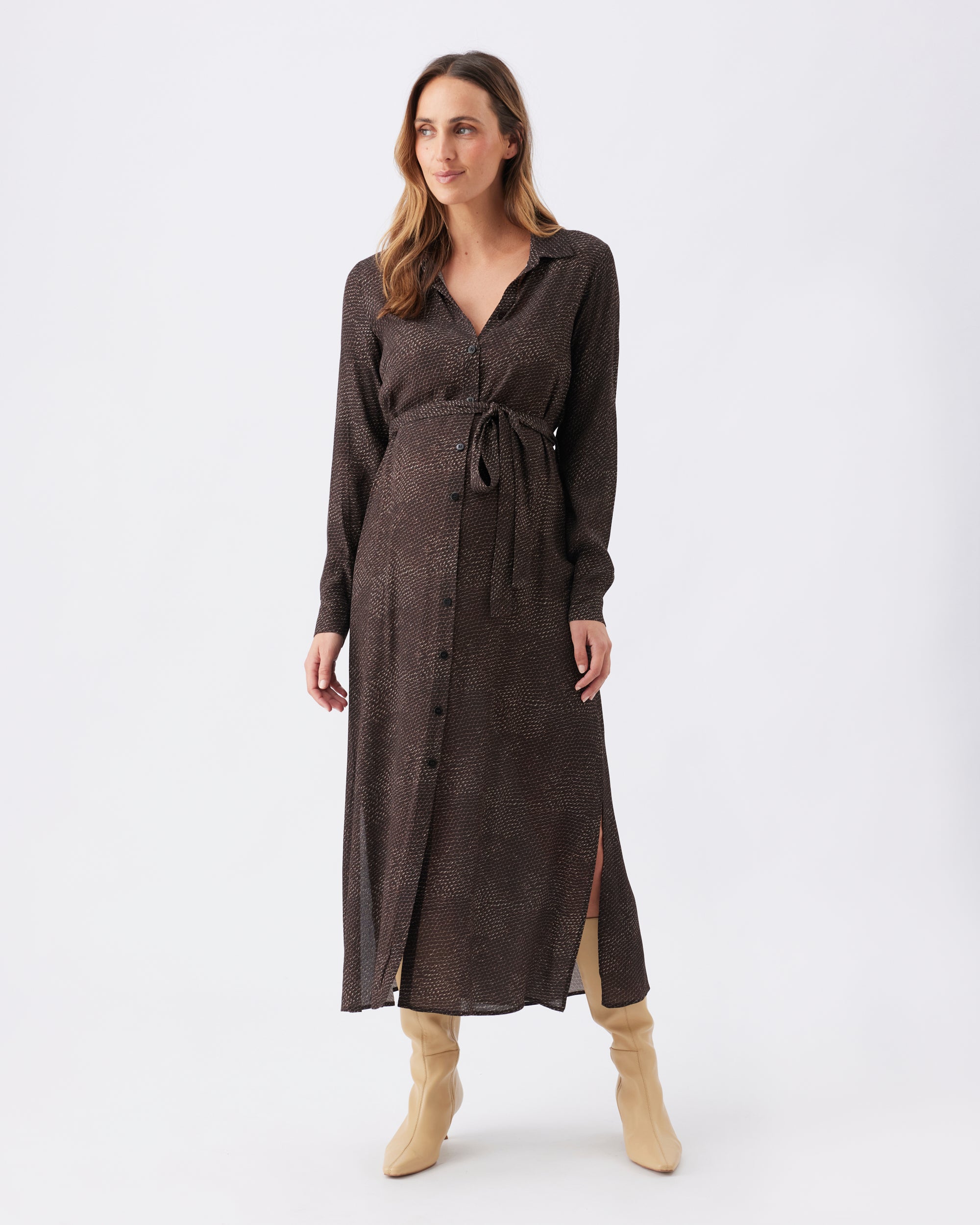 Helena Shirt Dress  Chocolate