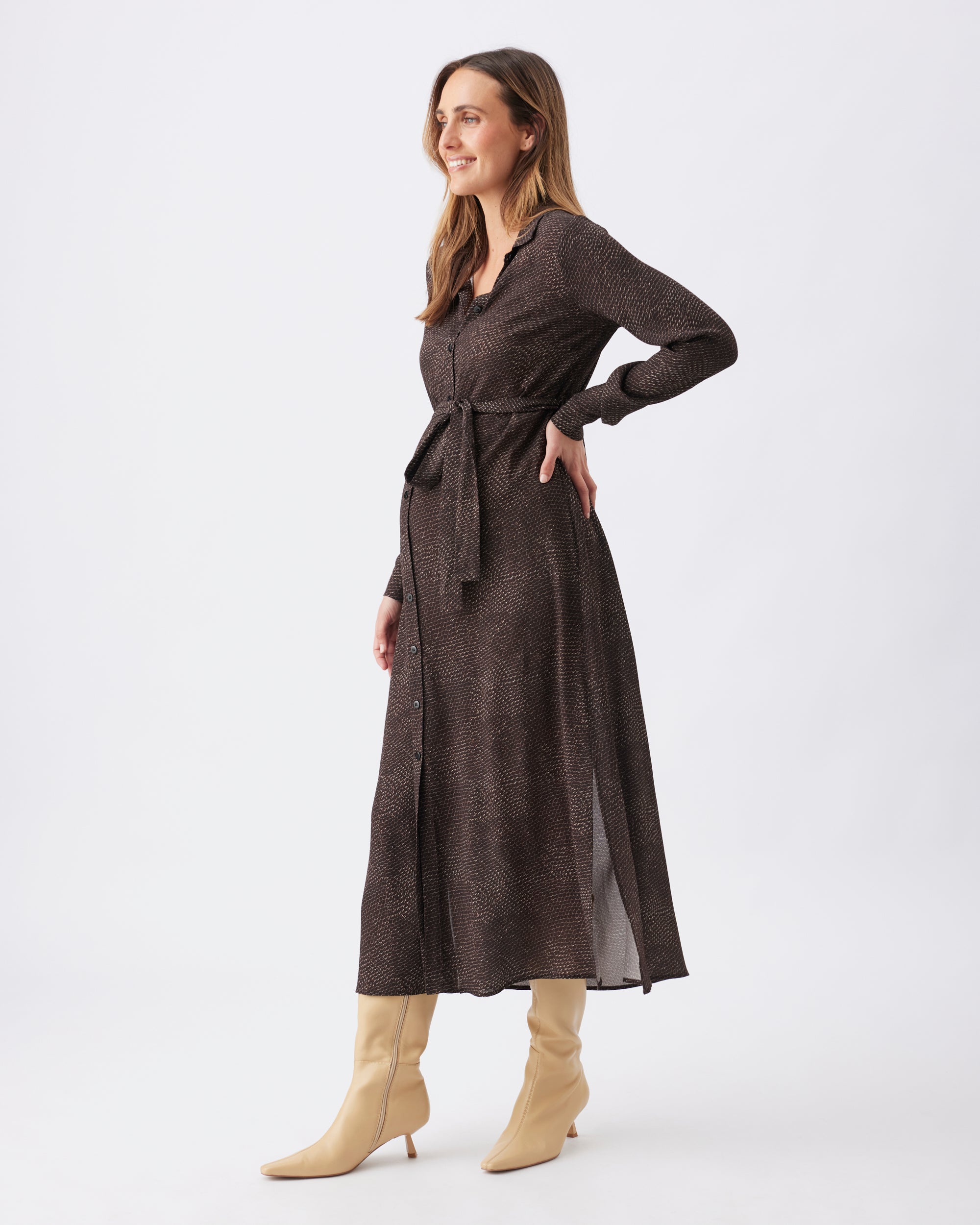 Helena Shirt Dress  Chocolate