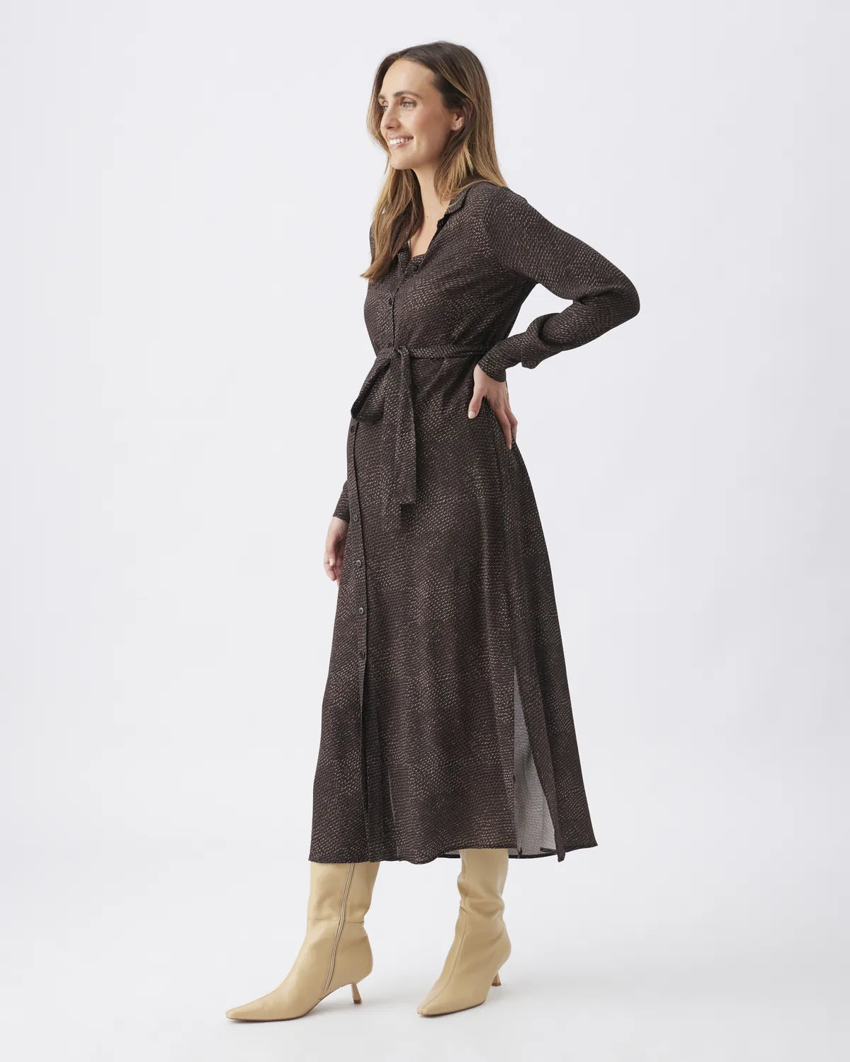 Helena Shirt Dress  Chocolate