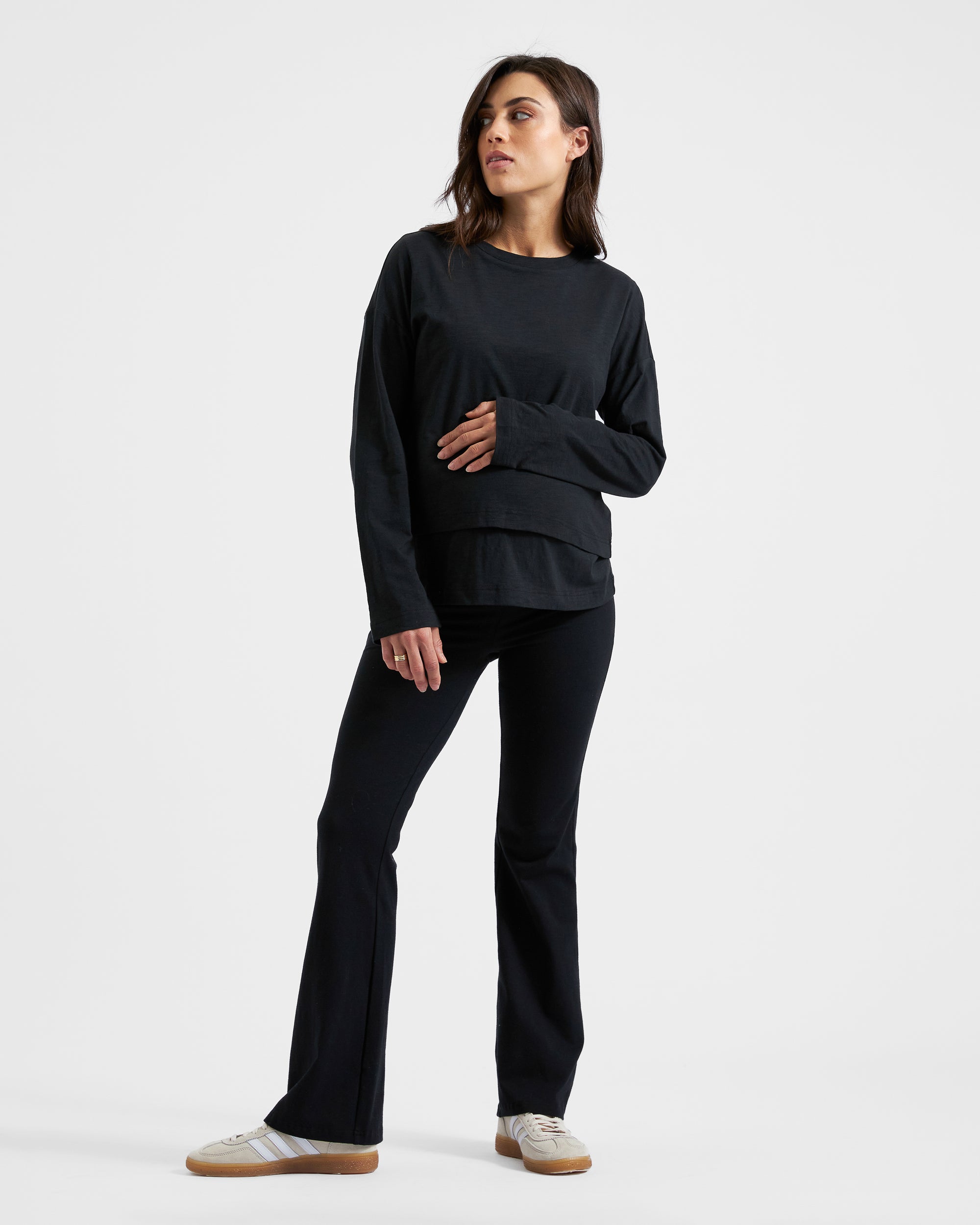 Organic Jersey Flare Pant - Black