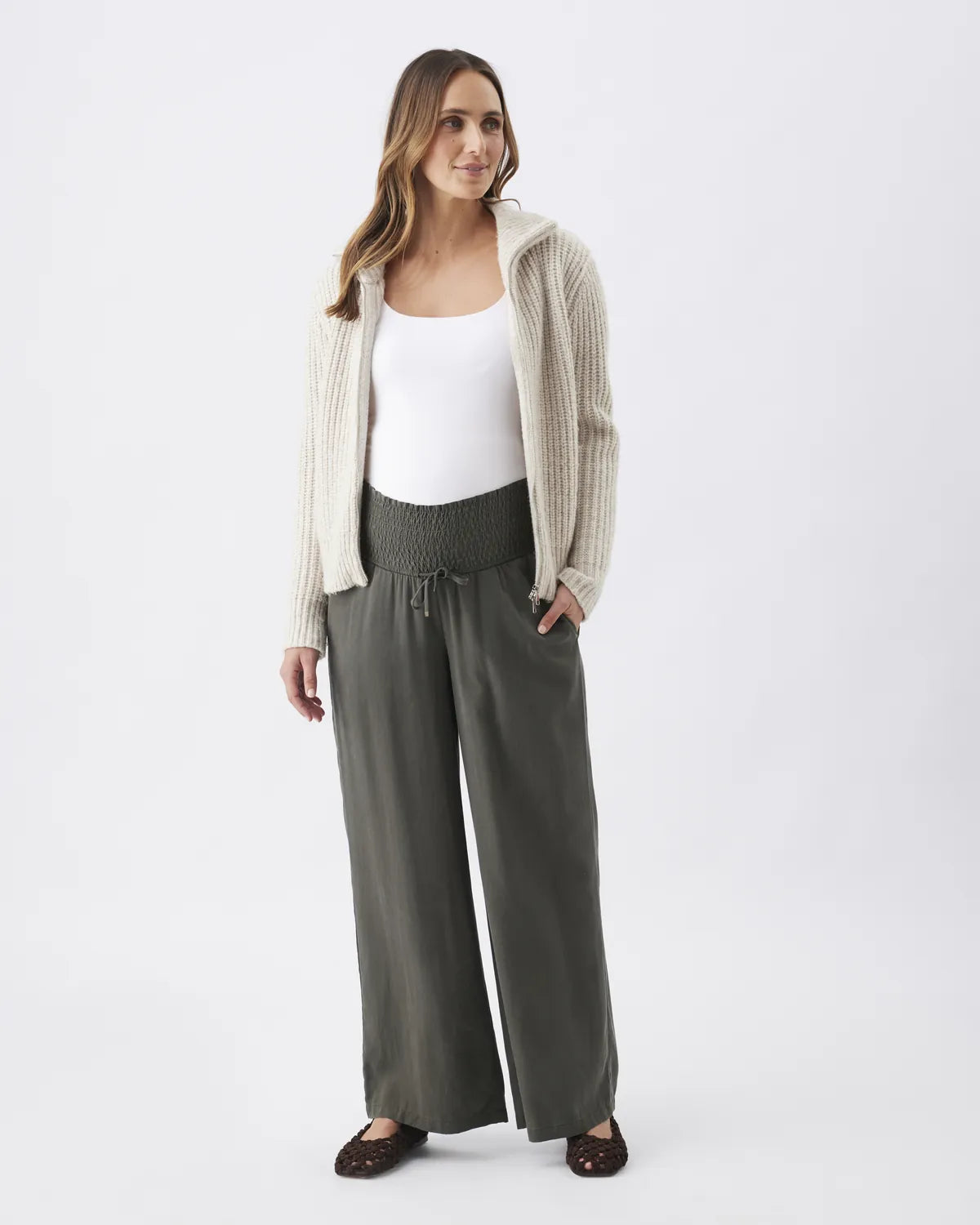 Wide Leg Tencel Pant Olive