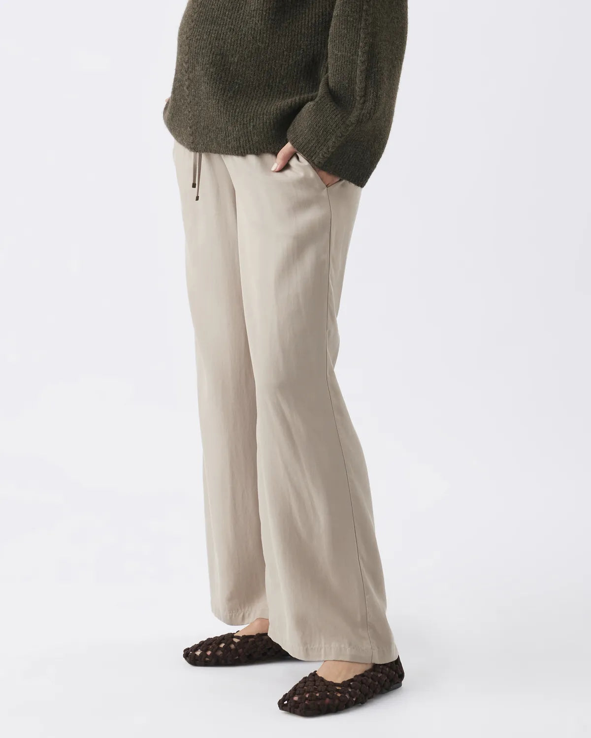 Wide Leg Tencel Pant Taupe