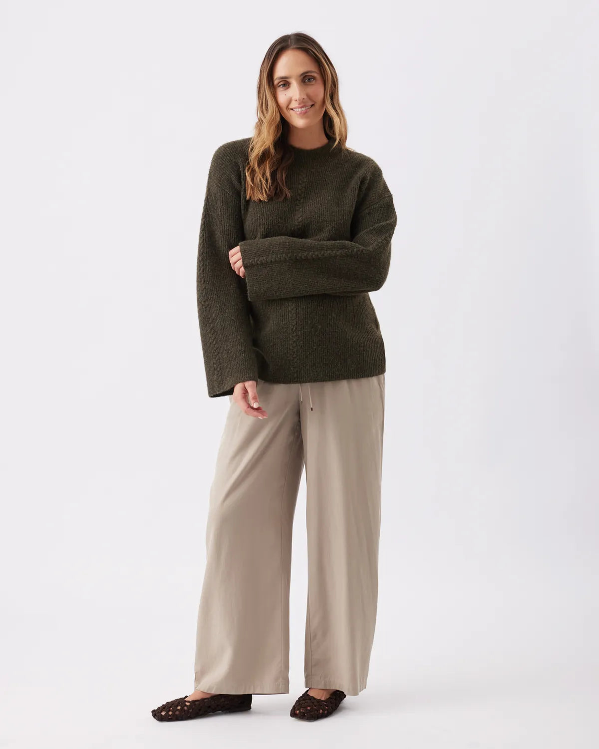 Wide Leg Tencel Pant Taupe