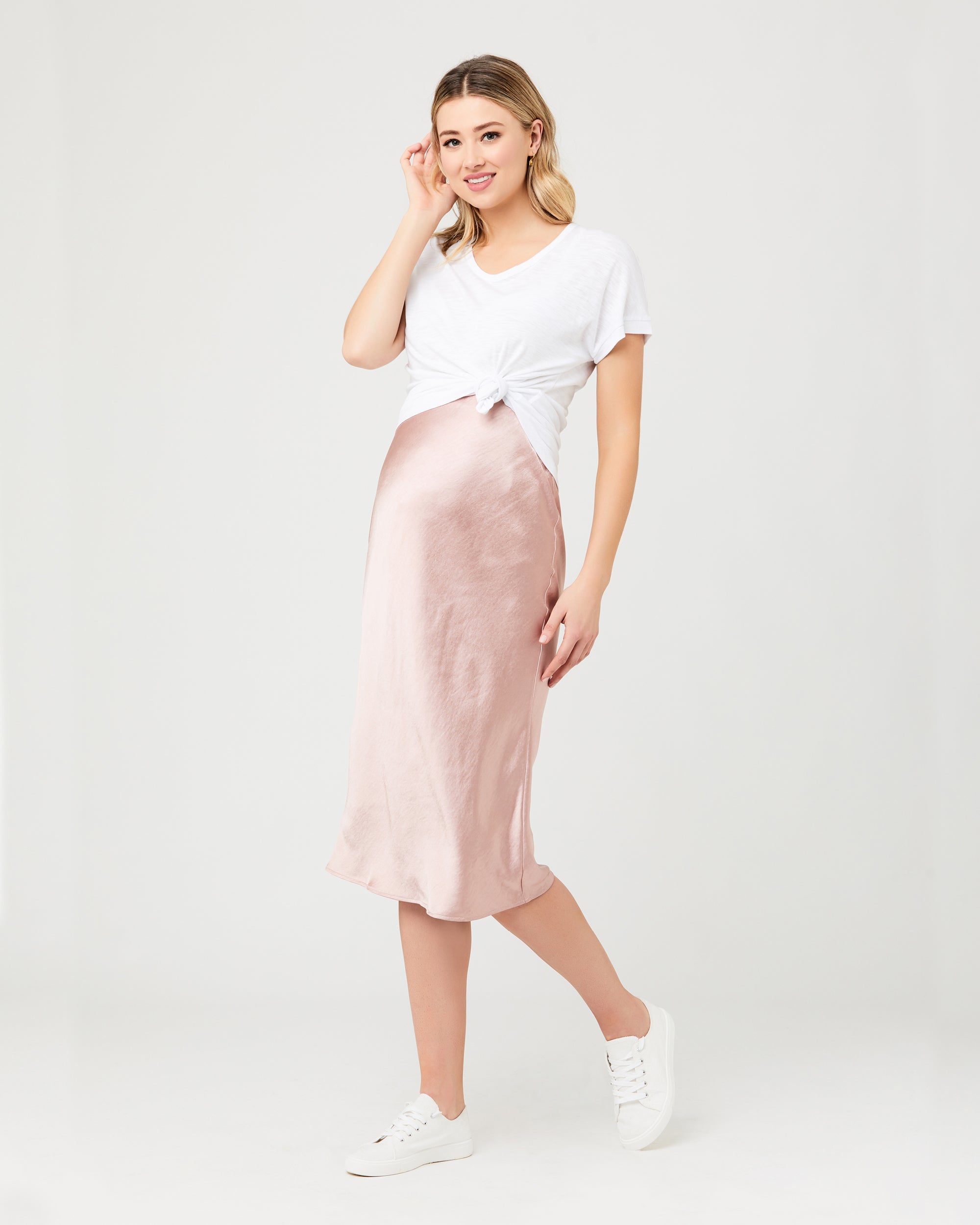Lexie Satin Skirt Dusty Pink