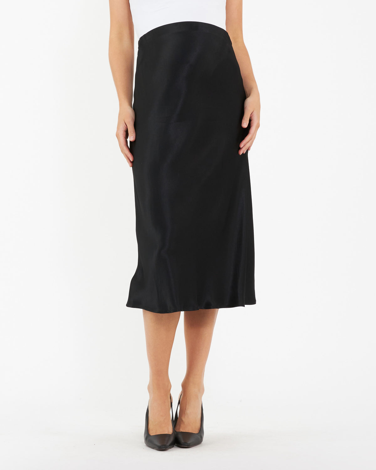 Crystal Satin Skirt Black