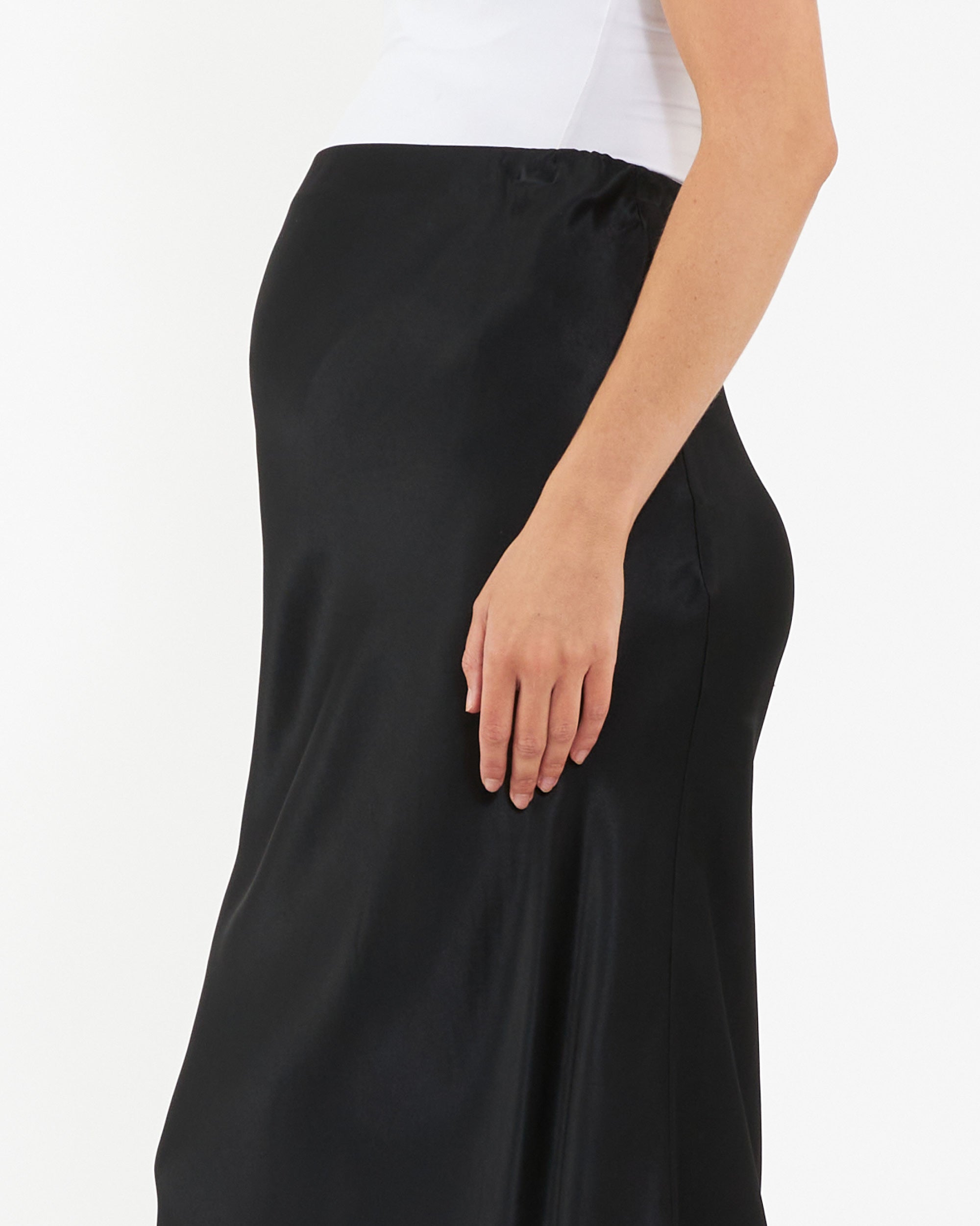 Crystal Satin Skirt Black