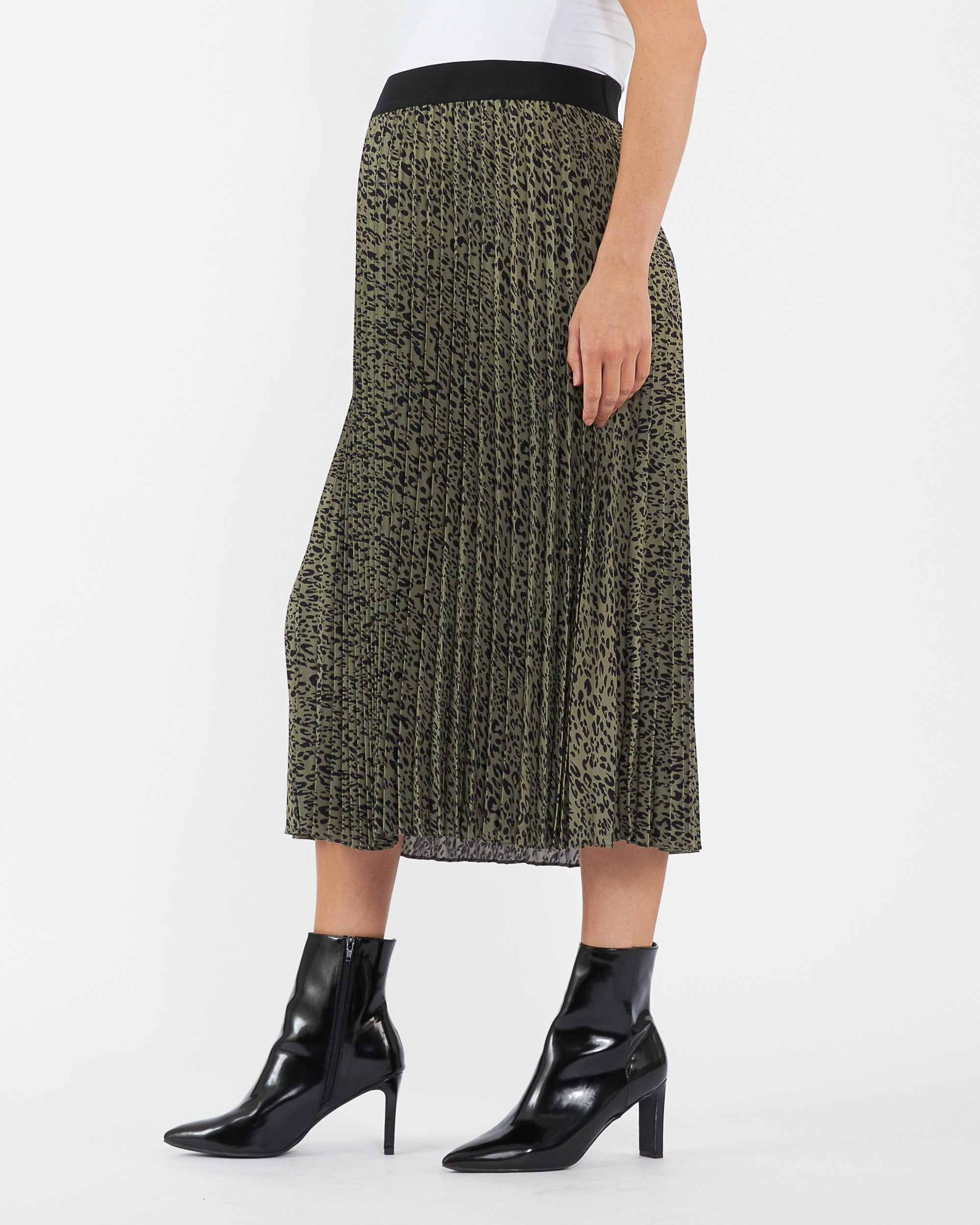 Cleo Pleat Skirt Khaki / Black