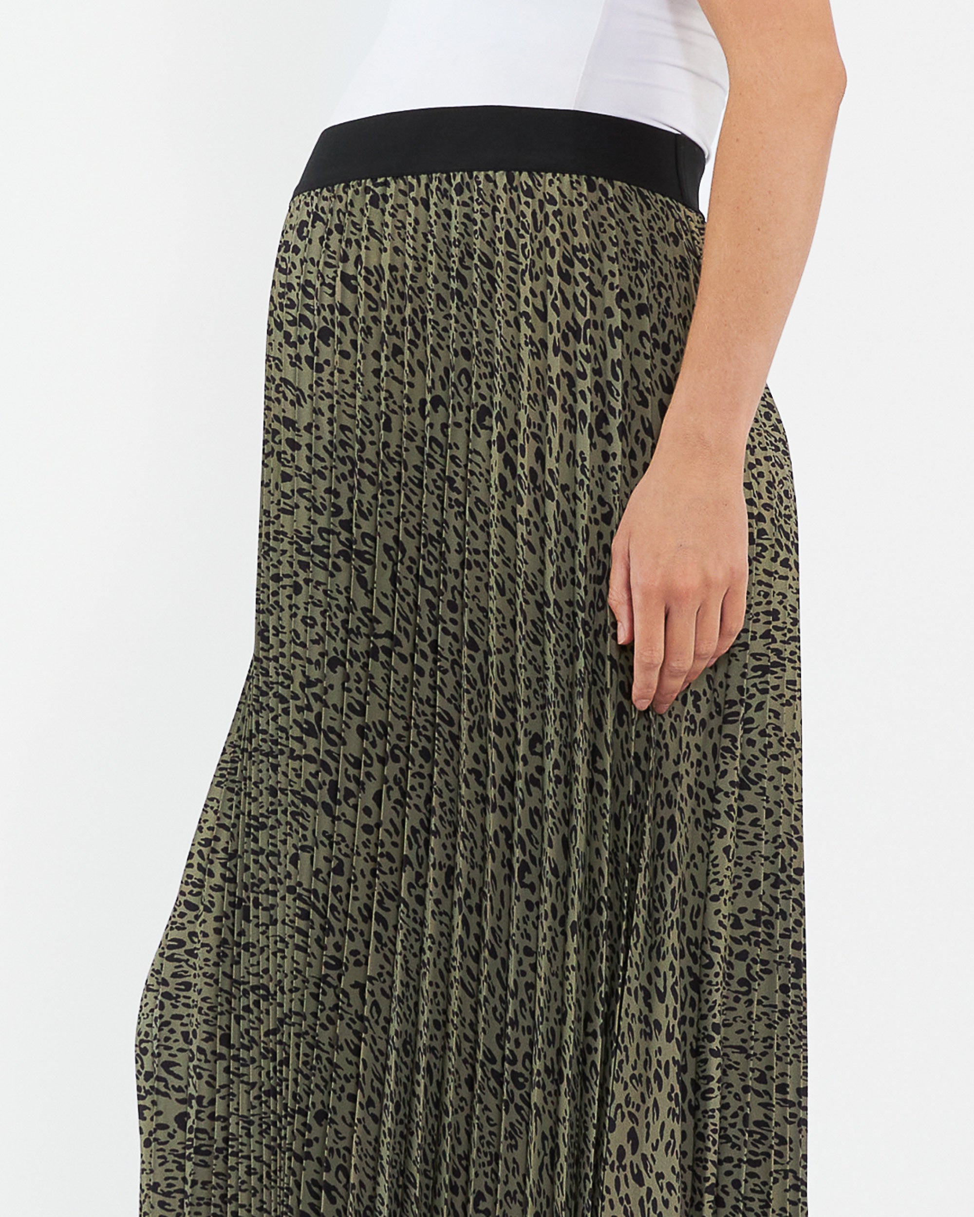 Cleo Pleat Skirt Khaki / Black