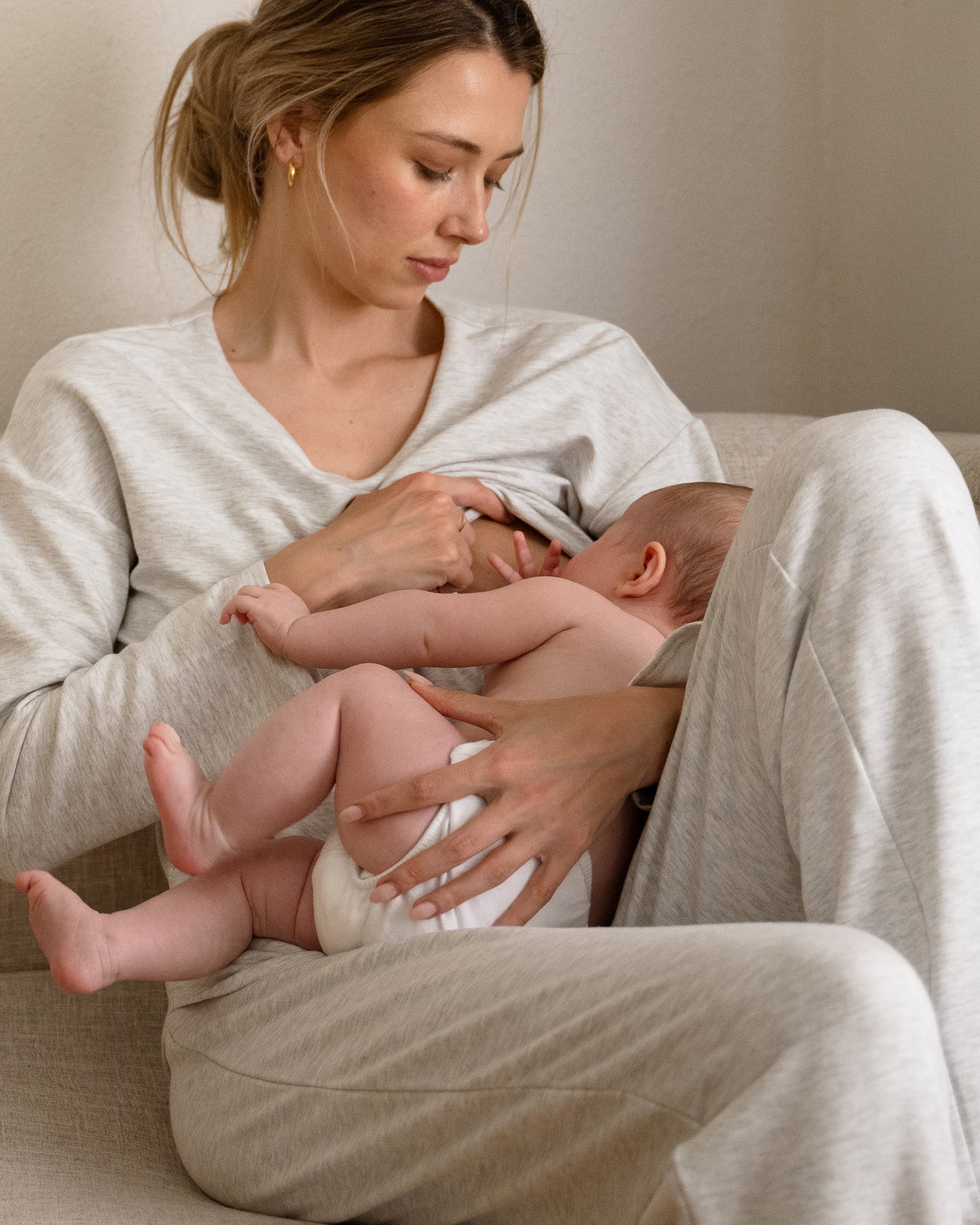 Super Soft Nursing Top Silver Marle