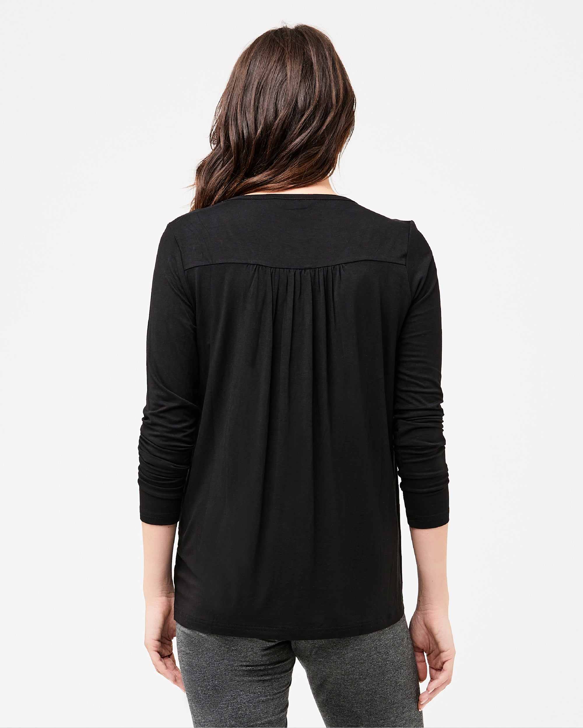 Long Sleeve Lara Nursing Tee Black