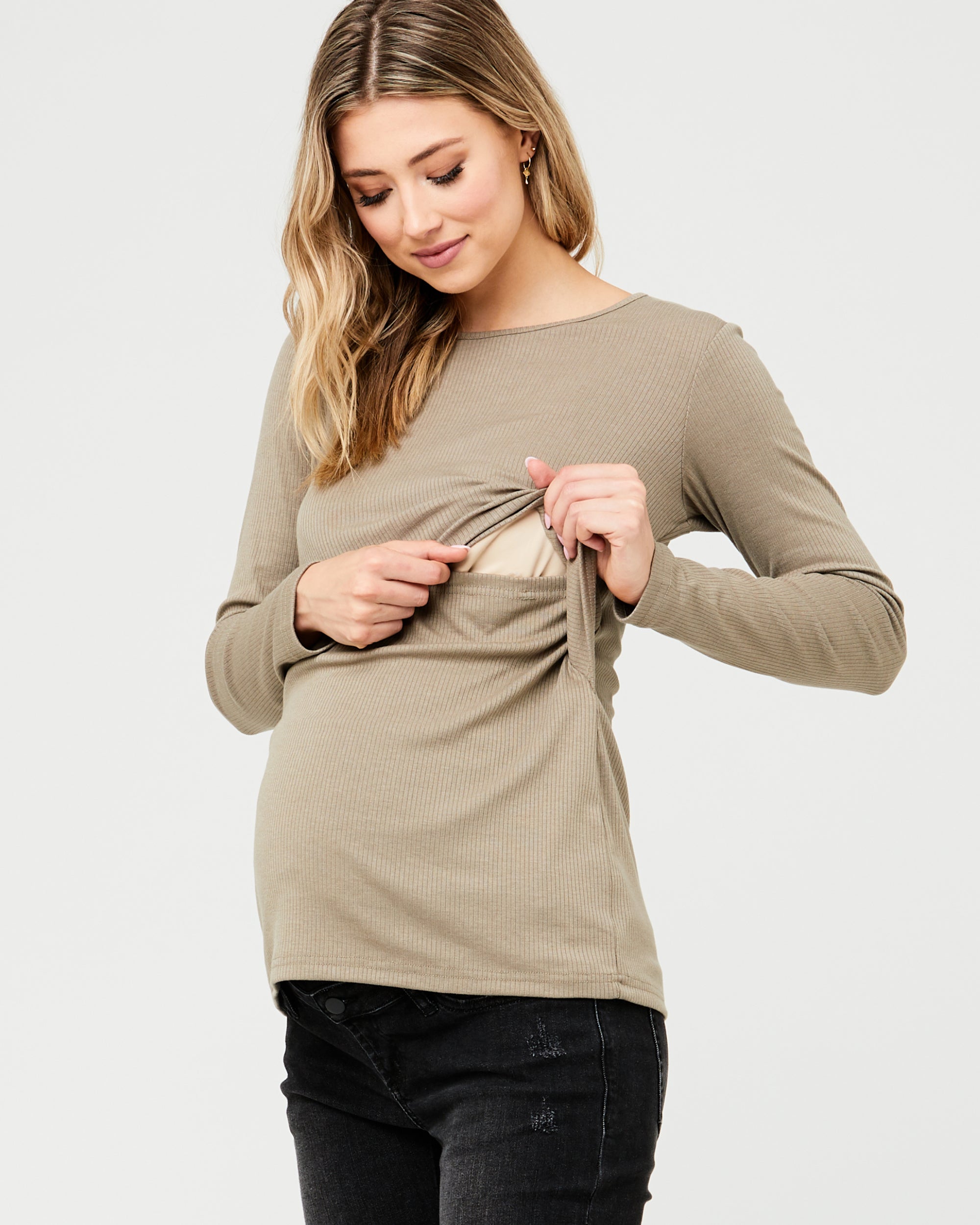Tessa Rib Nursing Top Olive
