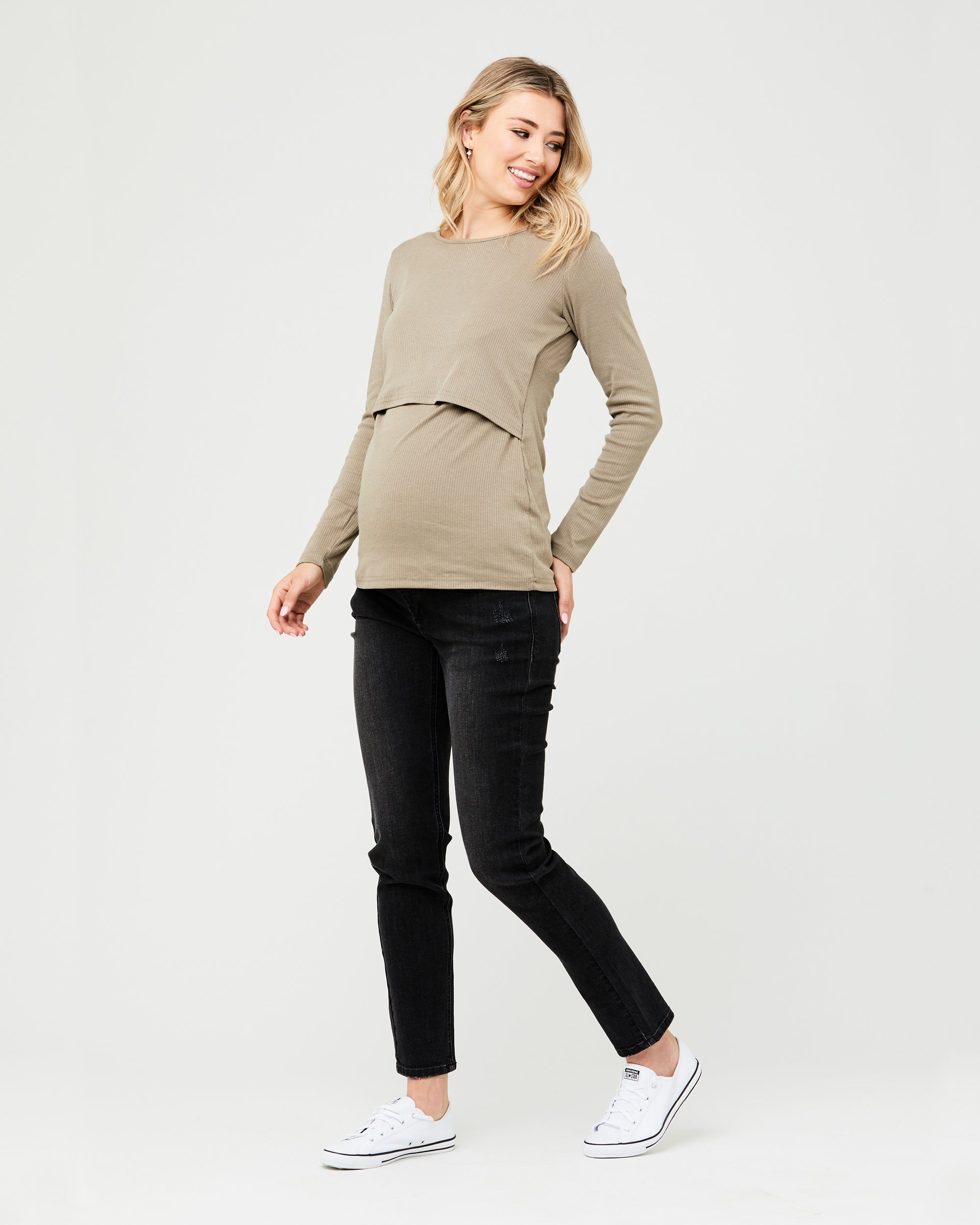 Tessa Rib Nursing Top Olive