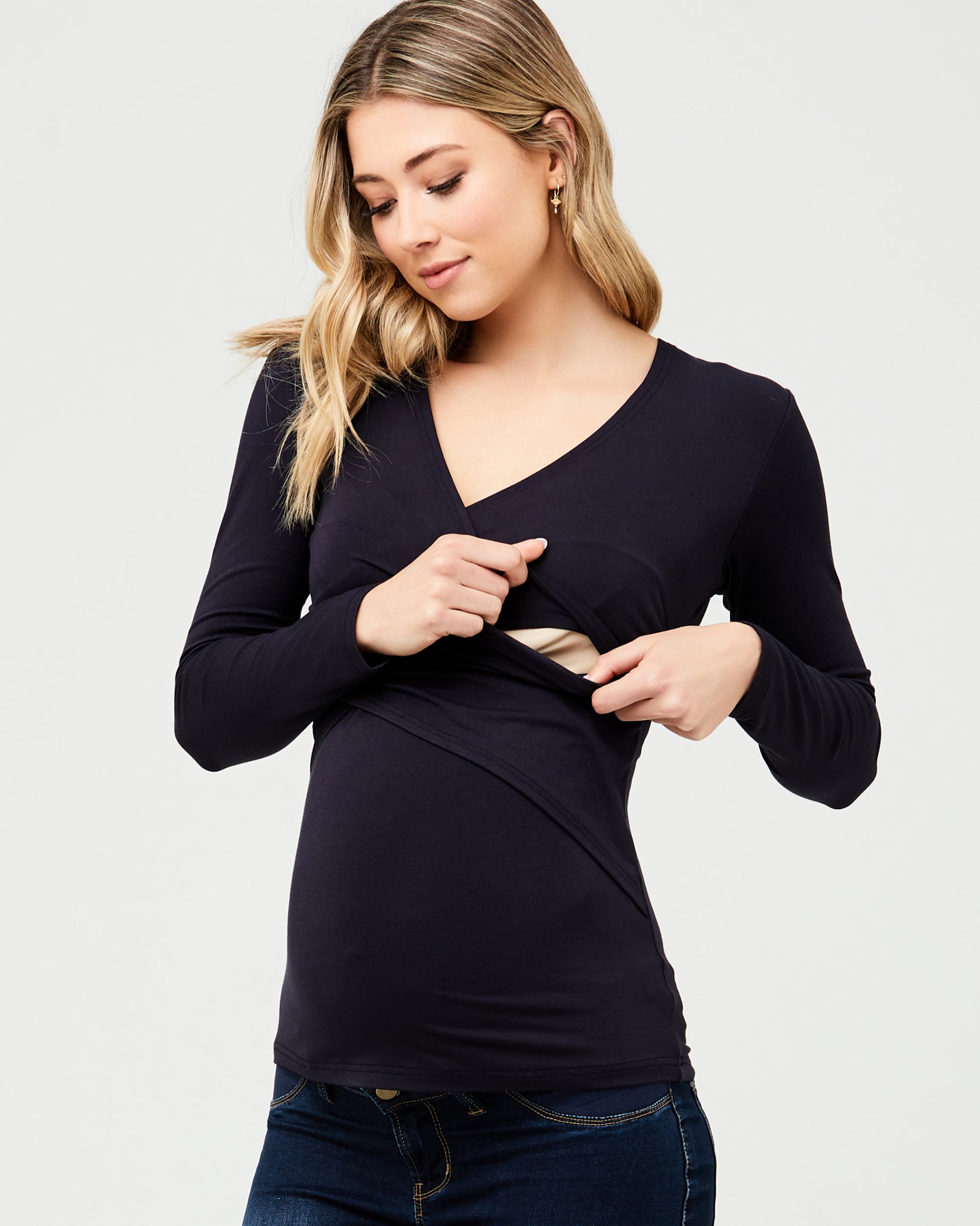 Embrace Long Sleeve Nursing Top New Navy