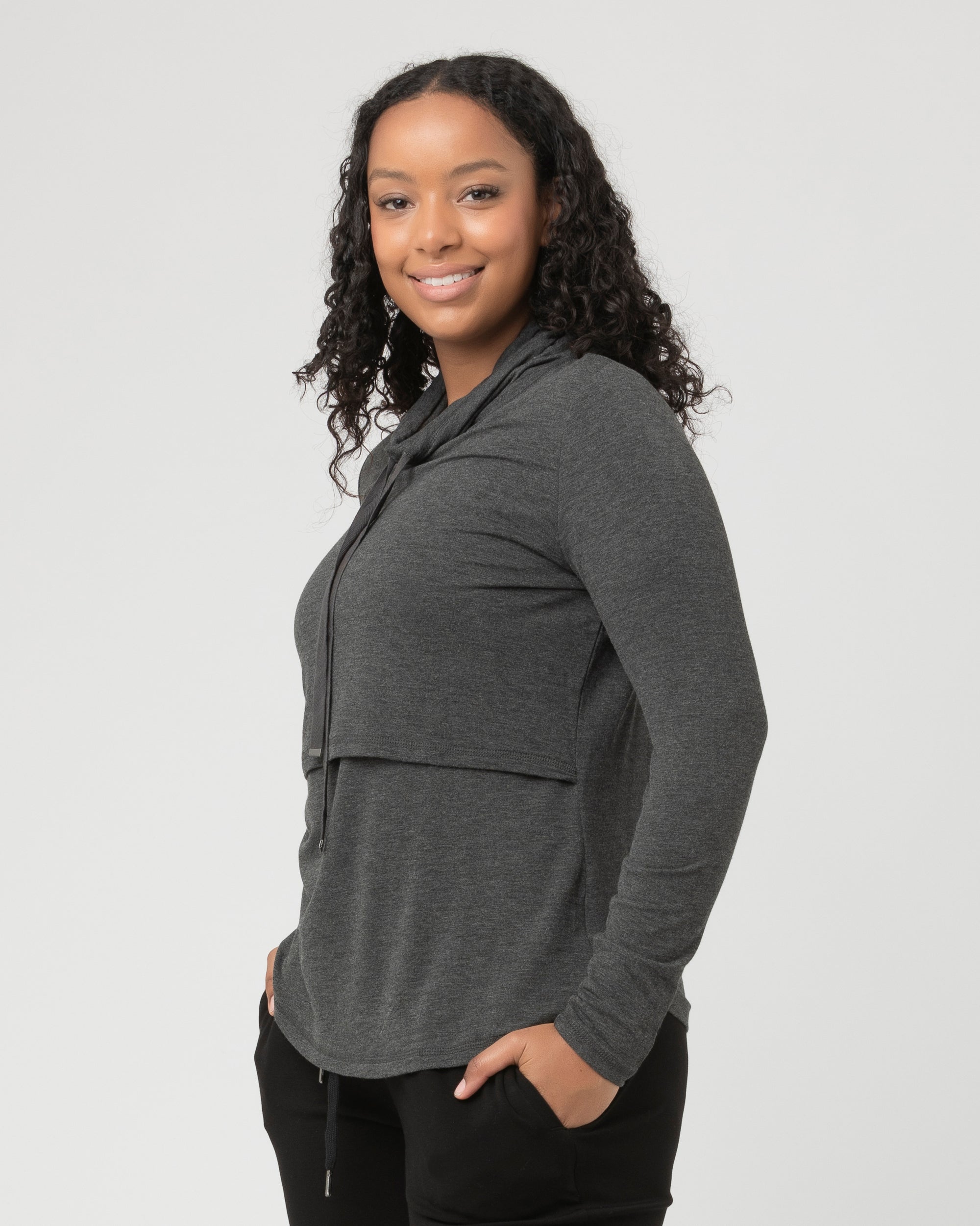 Terry Nursing Top Charcoal Marle