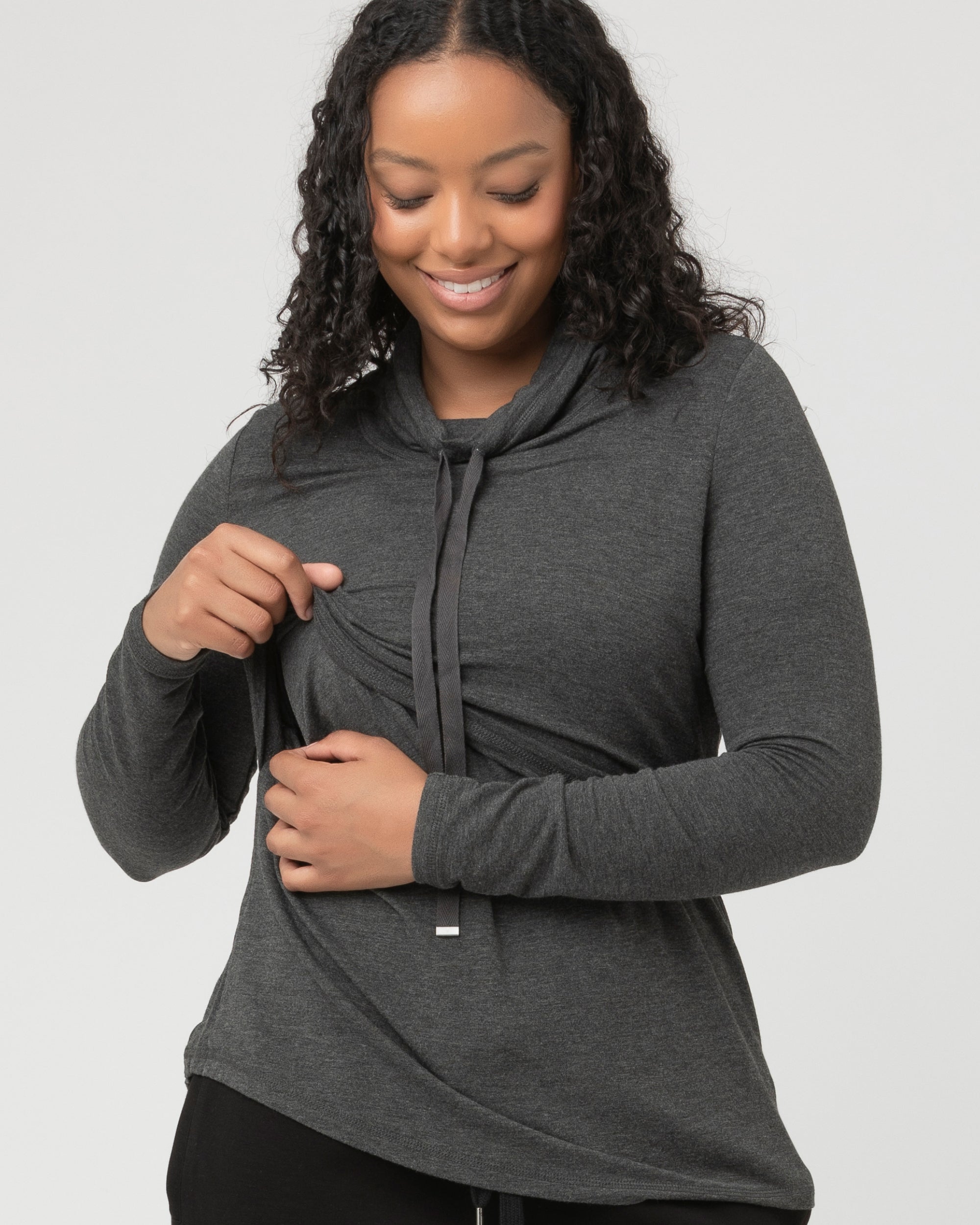 Terry Nursing Top Charcoal Marle